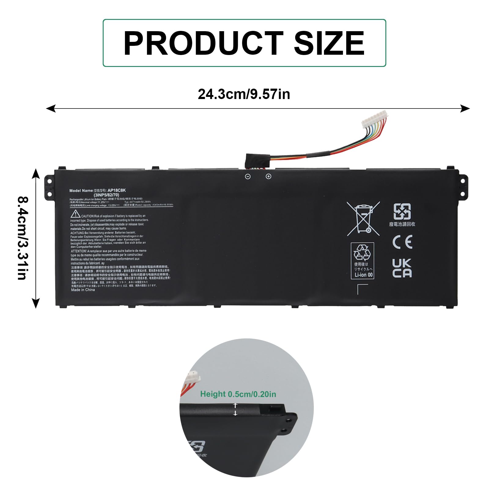 AP18C8K Batterie pour Acer Aspire 5 A514-54 A514-54G A715-42G, Swift 3 SF314-42 SF314-57 SF314-57G SF314-58 SF314-58G SF314-59, Chromebook 314 C933 315 CB315-3H CB315-3HT 11.25V