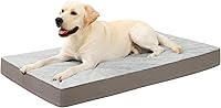 KSIIA Orthopedic Dog Crate Bed for Large Dogs - Waterproof Washable Reversible Plush Mat with Egg Crate Foam, 35x22 Inch Gray