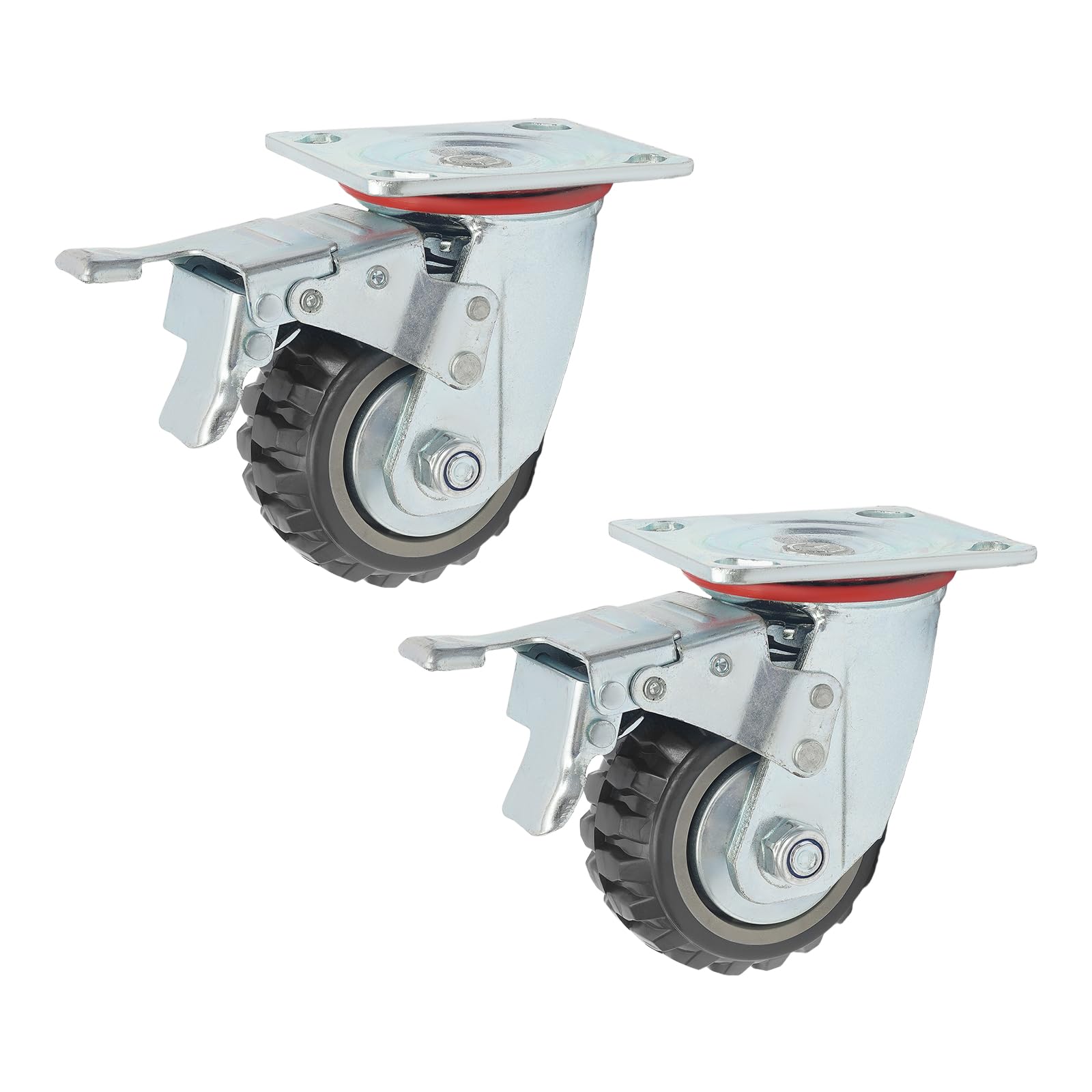 4 ruote per carichi pesanti, ruote da 100 mm con freno, ruote per mobili, ruote girevoli a 360°, 2 ruote girevoli con freno + 2 ruote girevoli, portata 600 kg
