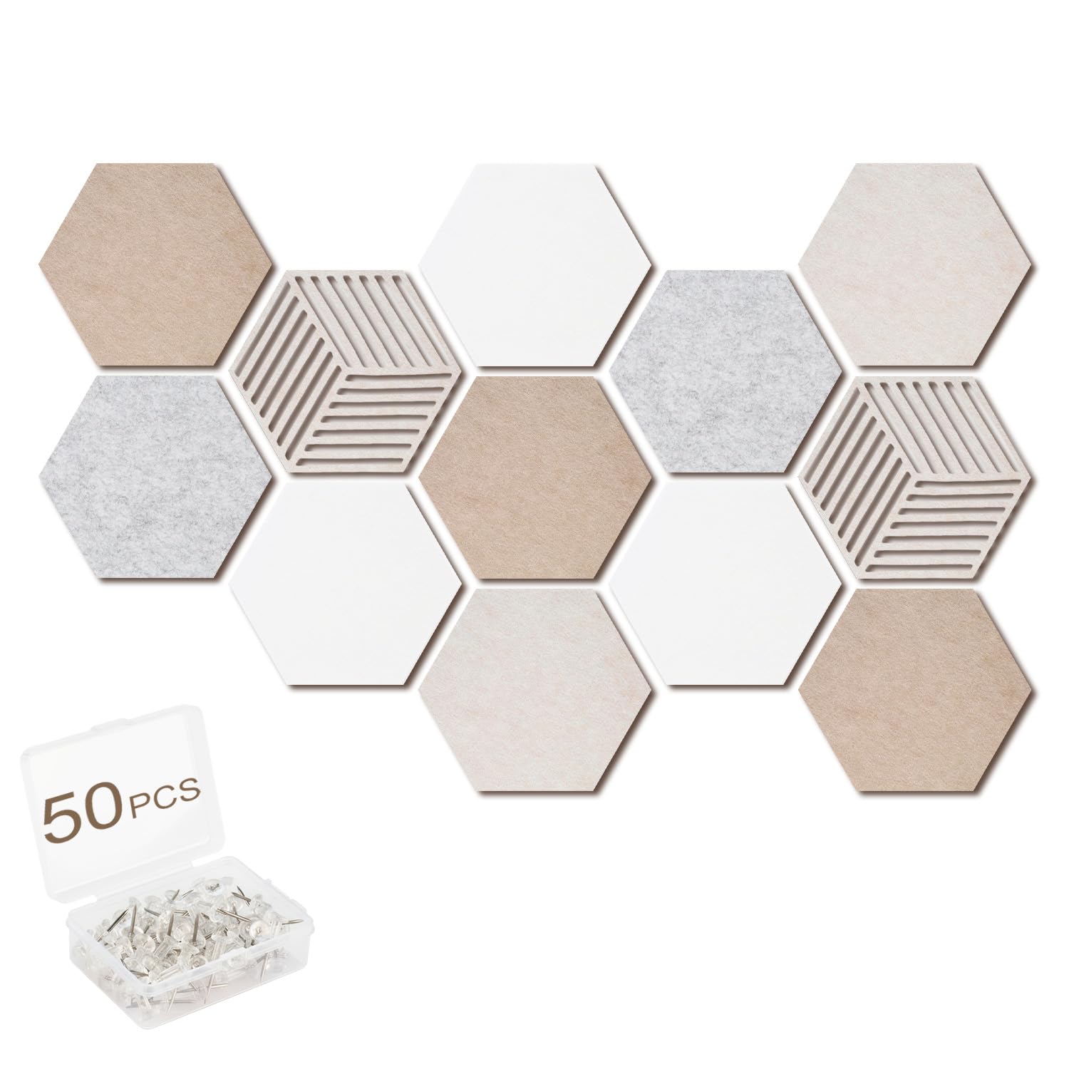 Acidea 12Pcs Hexagon Cork Boards for Walls, Self Adhesive DIY Bulletin Board Felt Cork Board Tiles with 50 Push Pins, Pin Boards for Office School Home Wall Decor Stickers Memos Ph image 8