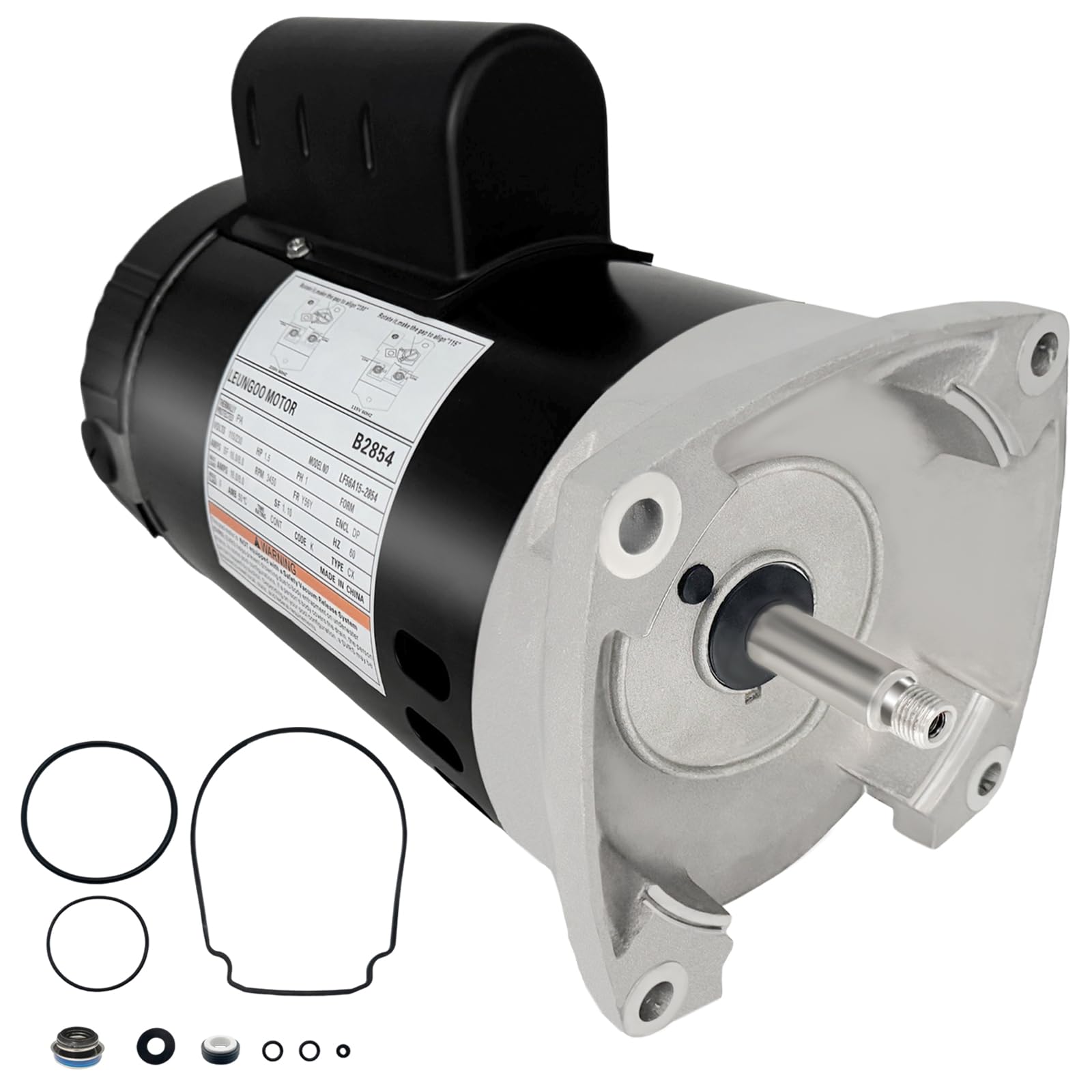 Photo 1 of B2854 1-1/2HP, Replaces Century/AO Smith Pool Pump Motors,1.5HP,115/230V, 3450 RPM, 8.0/16.0Amps, 56Y Frame 1.1Service Factor,PSC,F56AA40A01,Include Replace Parts, Square Flange ODP Enclosure Leungoo