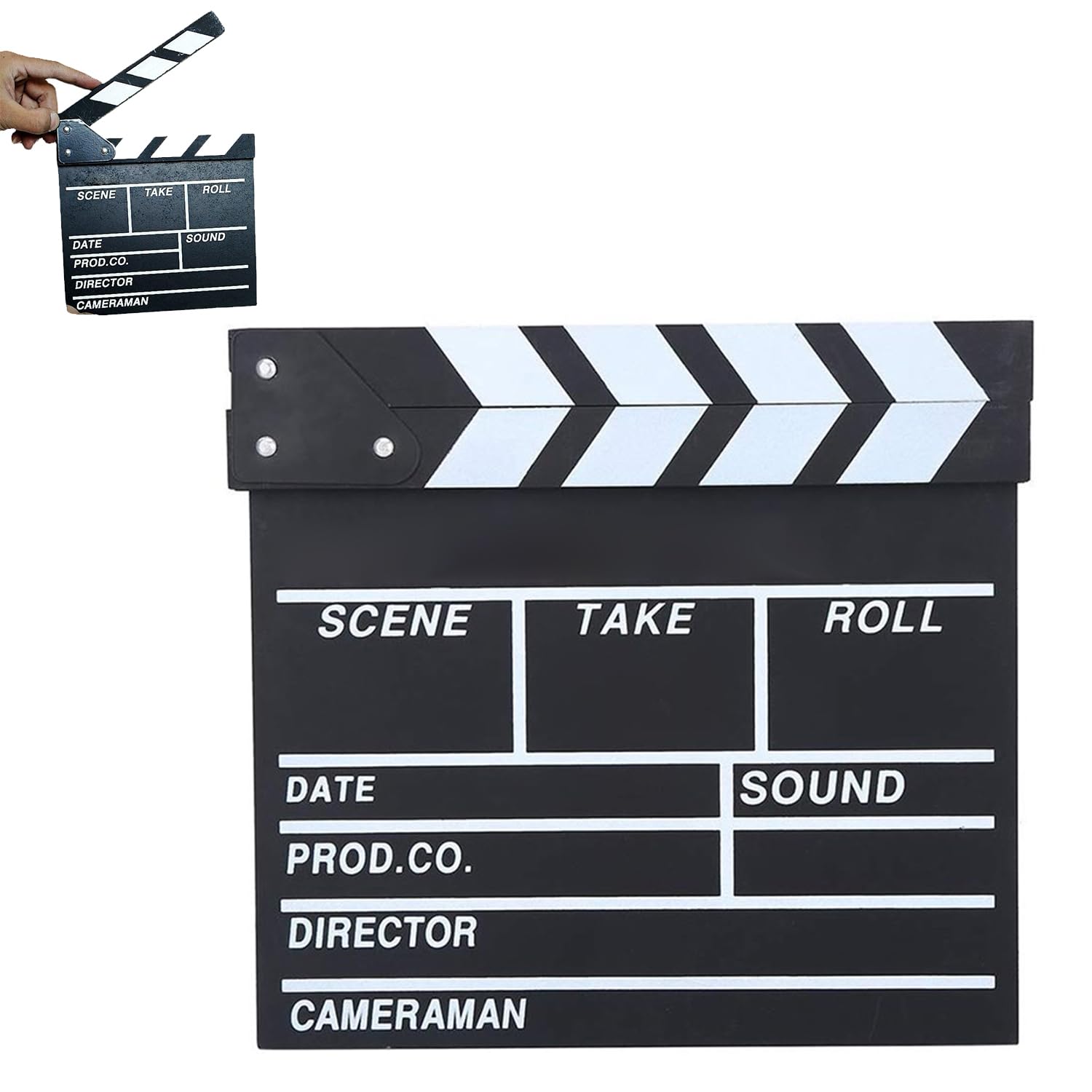 Rabat de Film - 20 x 20 cm - Director Flap Synchronous Flap - pour Film Acrylique - pour Film, séries TV, Accessoires de Prise de Vue, commerciaux (Noir - 1 pièce)