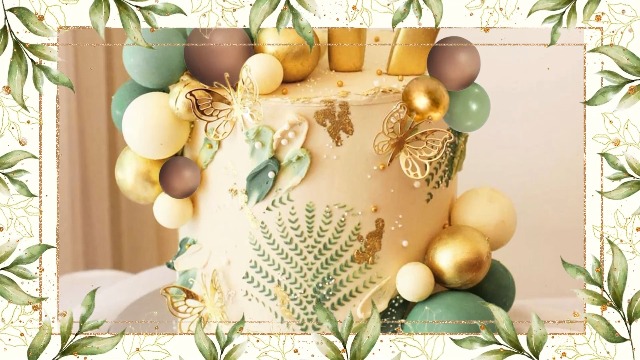 42-teiliges Tortendekoration Set Mit Blumen, Kugeln & Perlen – Deko Für Geburtstag, Hochzeit Oder Party (Grün)