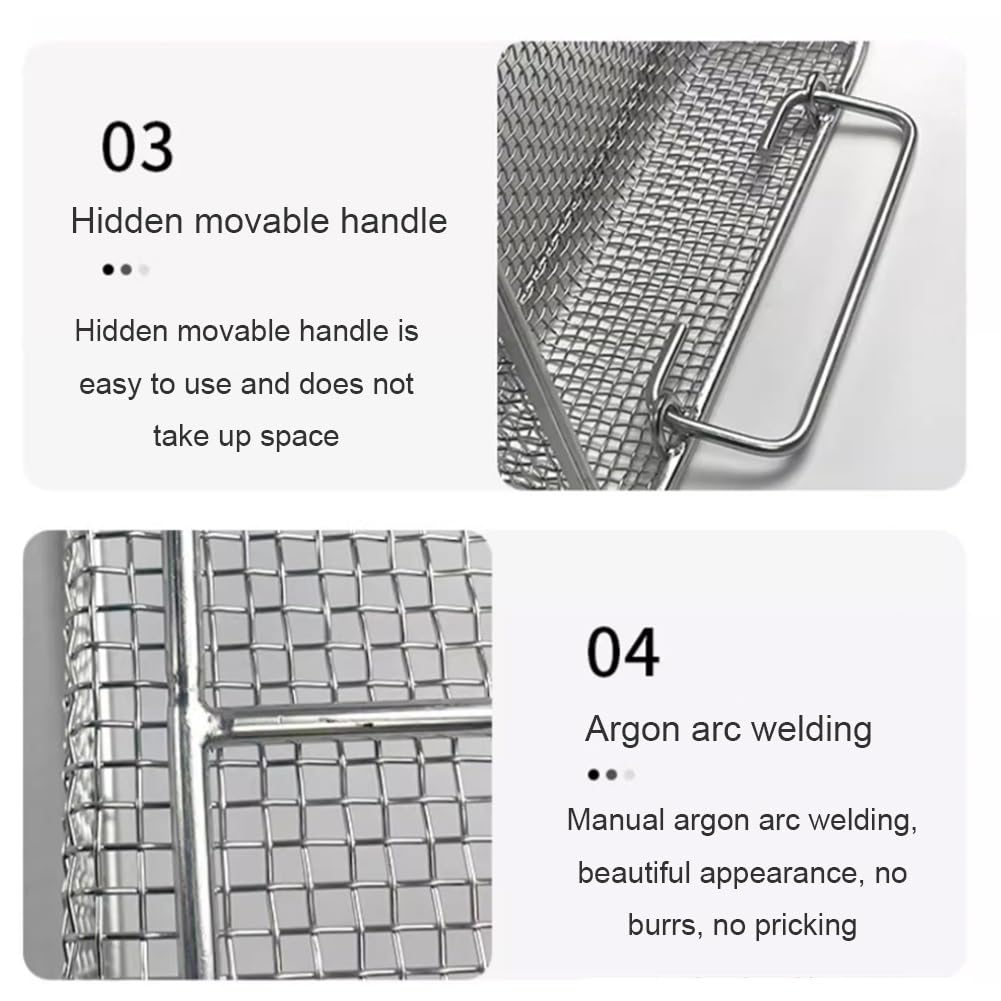Cesta de esterilización de acero inoxidable 304 para instrumentos médicos y dentales, desinfección duradera para suministros de limpieza, 40 x 25 x 7 cm