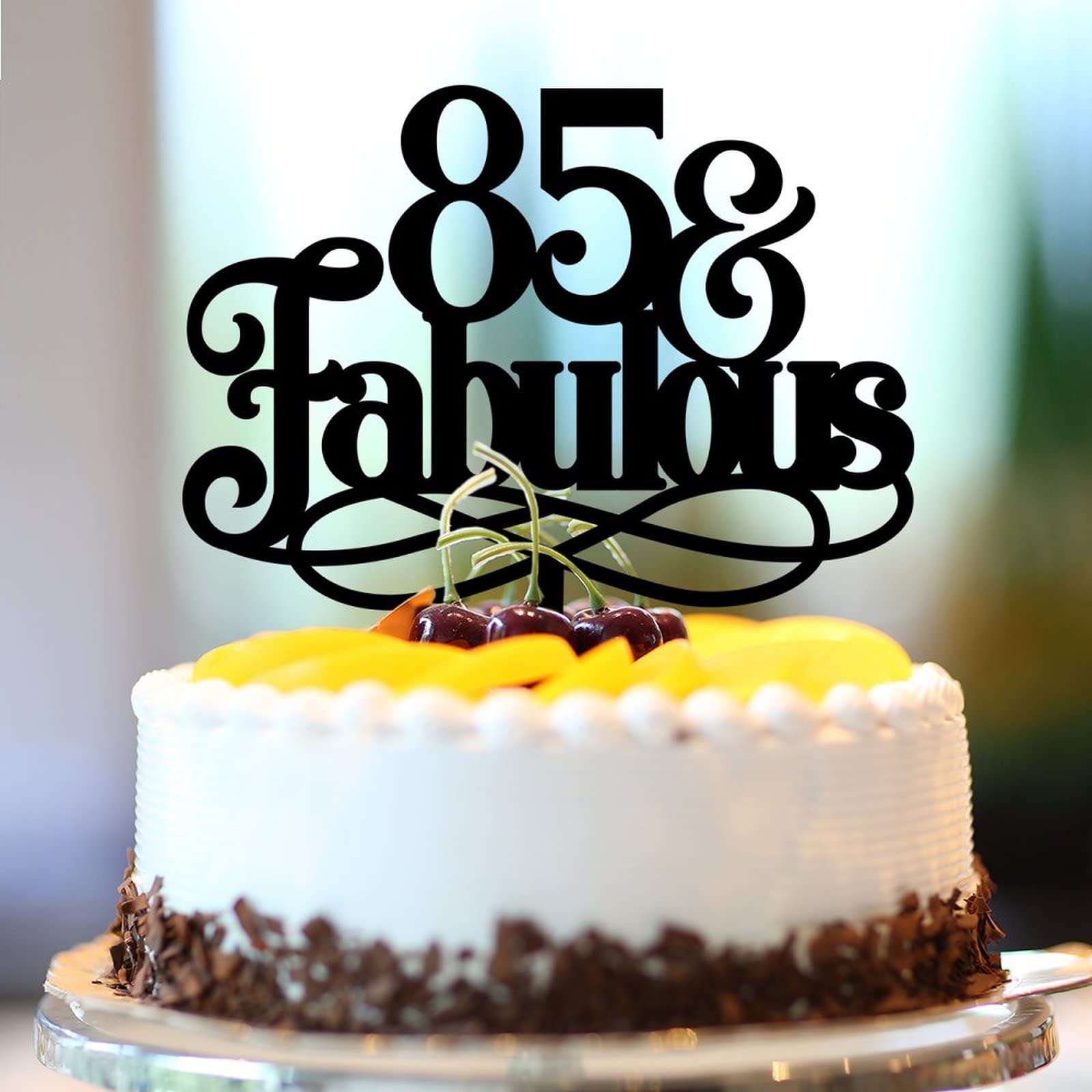 Topper Per Torta 85° Compleanno Oro Rosa – Decorazione Glitterata Con Stuzzicadenti In Bambù
