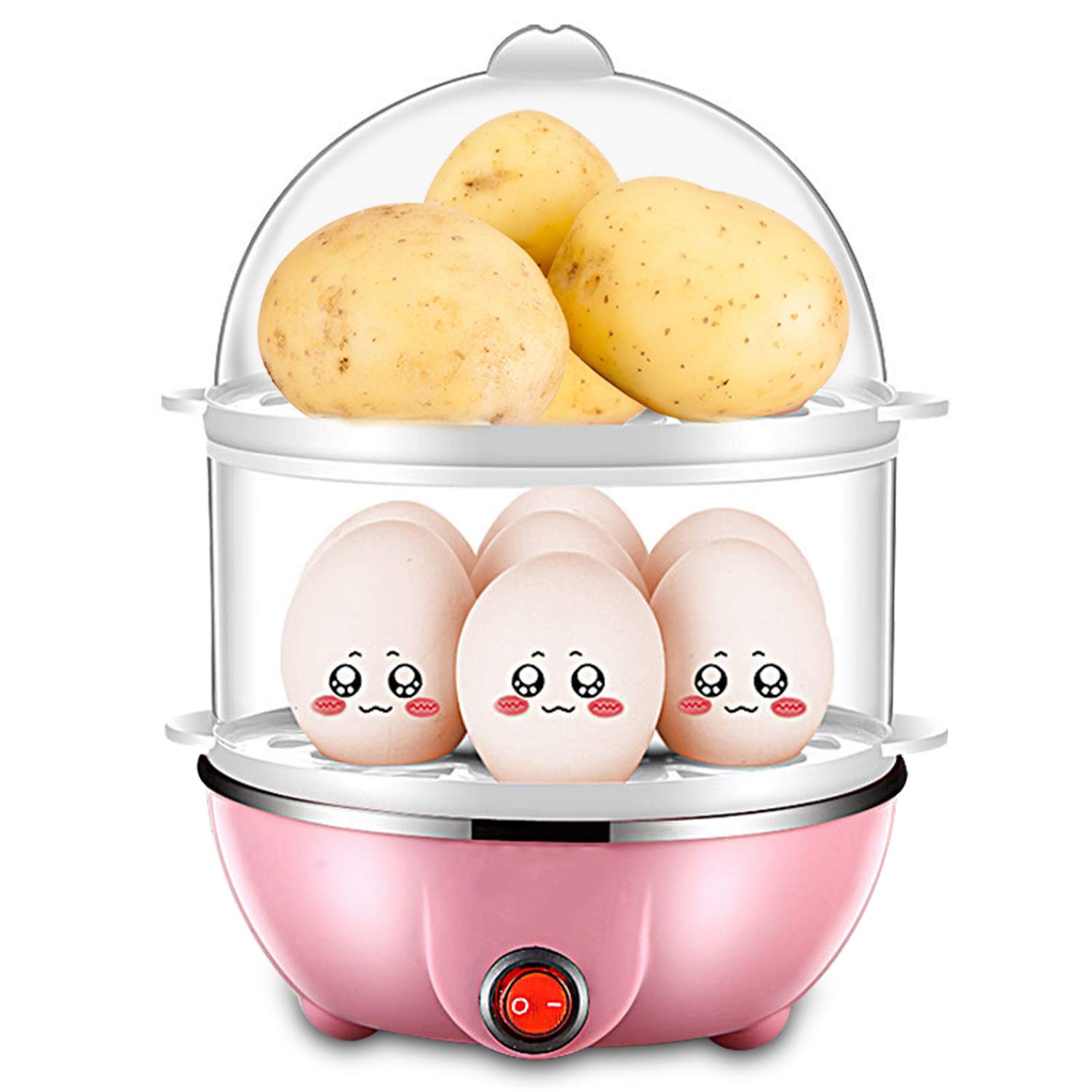 Rapid Electric Egg Cooker, Dual Layer Egg Steamers with 14 Eggs Capacity, Automatic Shut Off Noise Free , Egg Boiler for Hard or Soft Eggs,Multi-function Egg Maker for Breakfast Lunch Dinner