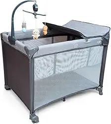 Berço e Cercadinho Portátil com Trocador e Bolsa para Transporte Grafite Yuupi