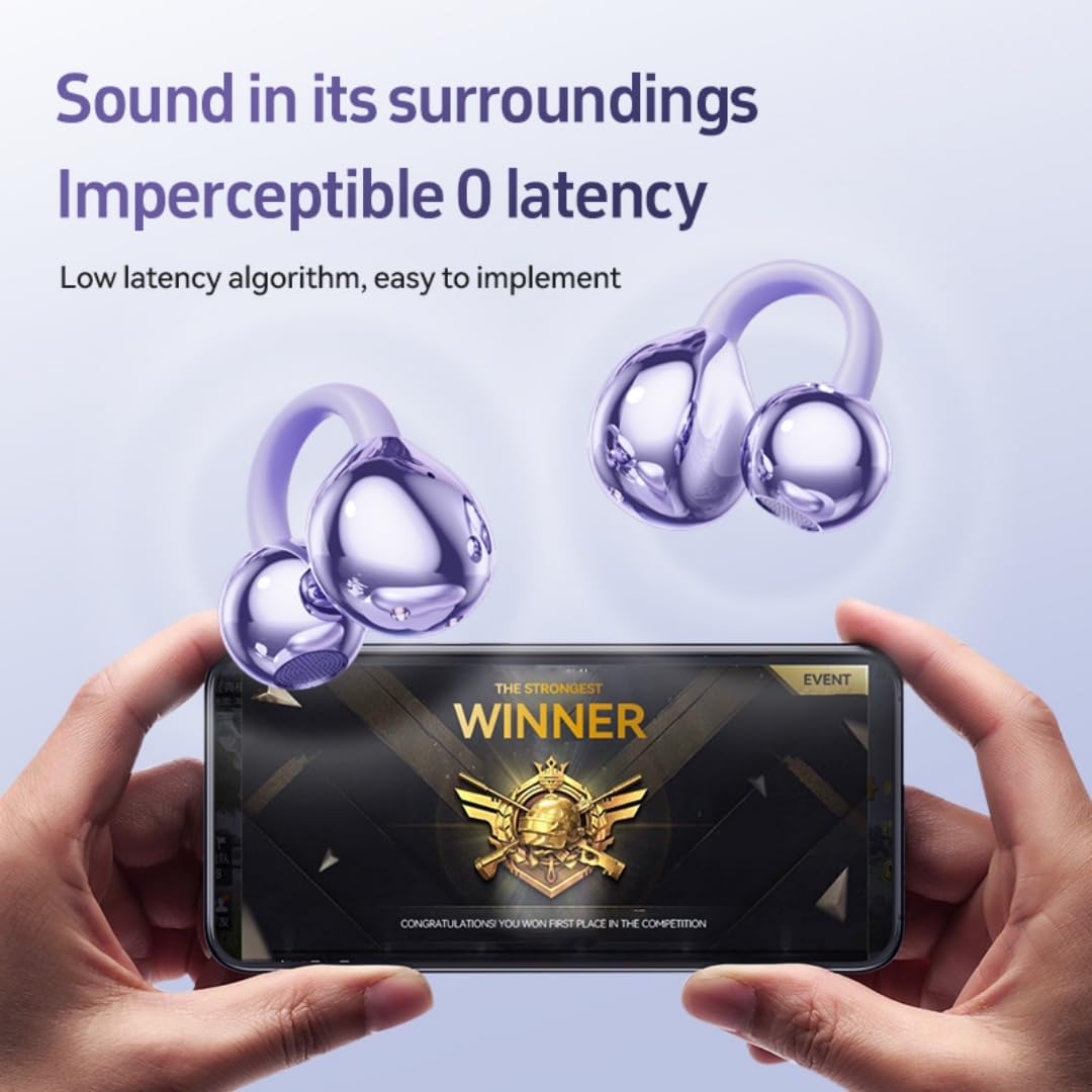 Auriculares inalámbricos Bluetooth 5.4 de oreja abierta, sonido de alta fidelidad, cancelación de ruido de llamada ENC, conducción ósea de gancho para la oreja, micrófono impermeable IPX5