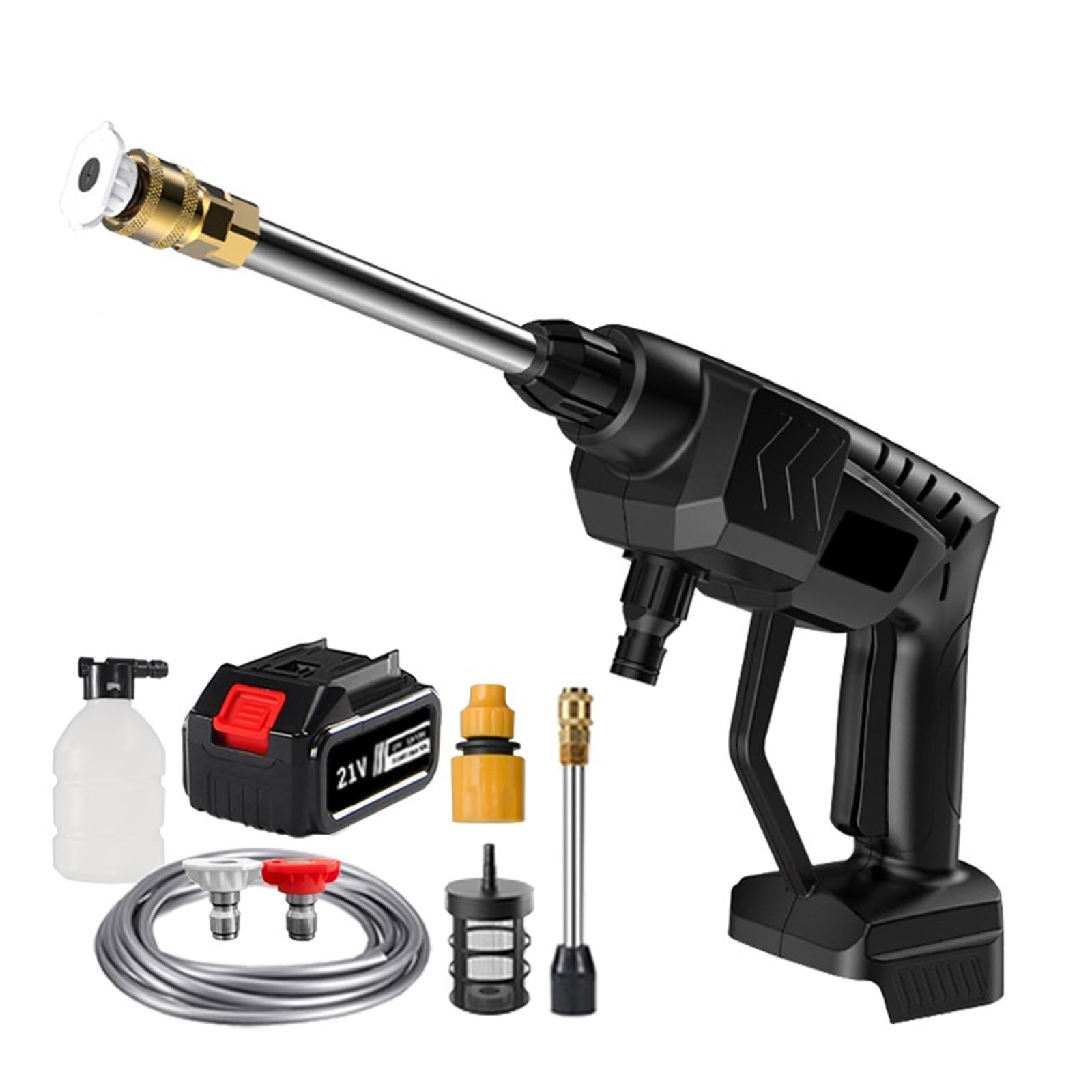 Myjka CiśNieniowa 500W 21V Bezprzewodowy Wysokociśnieniowy Pistolet Na Wodę Do Myjni Pistolet Przenośny Myjka Wysokociśnieniowa Generator Pianki Z Akumulatorem 30000mAh(Type A-20000)