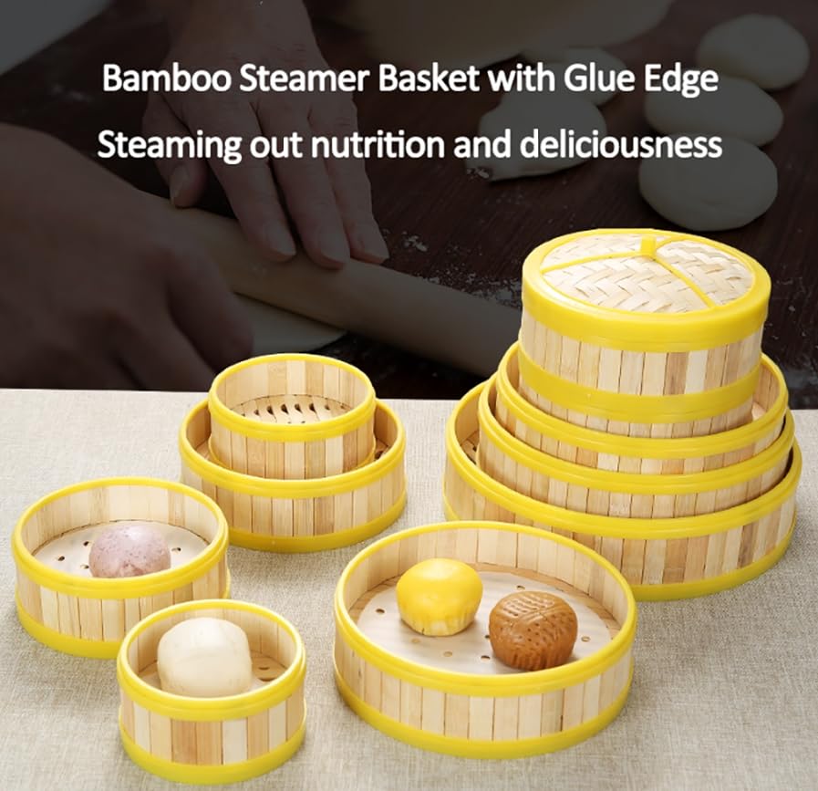 Luminexia Vaporera De Bambú De 5 Niveles,Vaporizador de bambú,Cesta De Vapor con Tapa,Canasta de Vapor de Bambú Natural,Olla de Bambú,Bamboo Steamer,para Dim Sum,Verduras,Carne Y Pescado