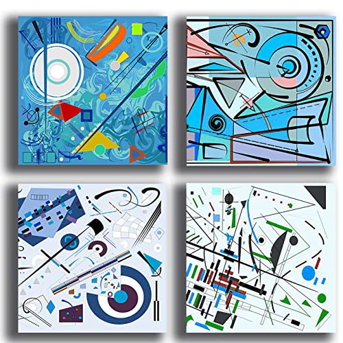 Quadri Moderni KANDINSKY blu celeste 4 pezzi