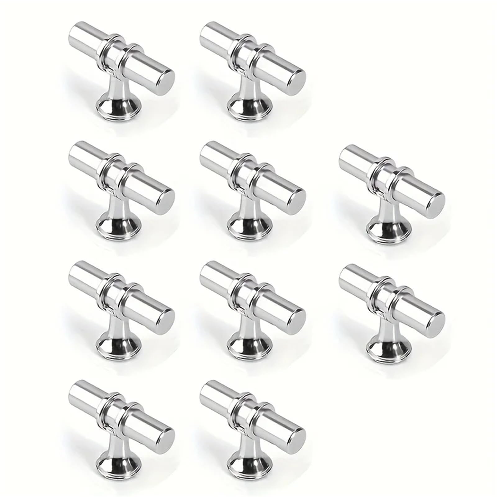 Diyouke 8pcs Modern Simple Black Cabinet Handles - Elegant Lengthened Drawer Pulls for Wardrobe and Cabinet(Silvery)
