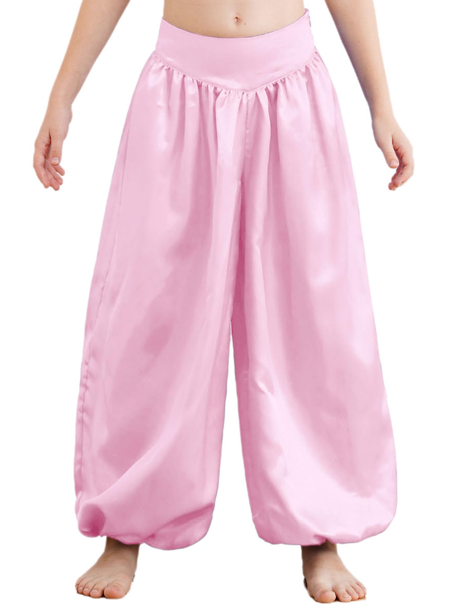 Alvivi Kids Boys Girls Satin Bloomers Belly Dance Pants Harem Loose Baggy Trousers Arab Prince Costume Dancewear