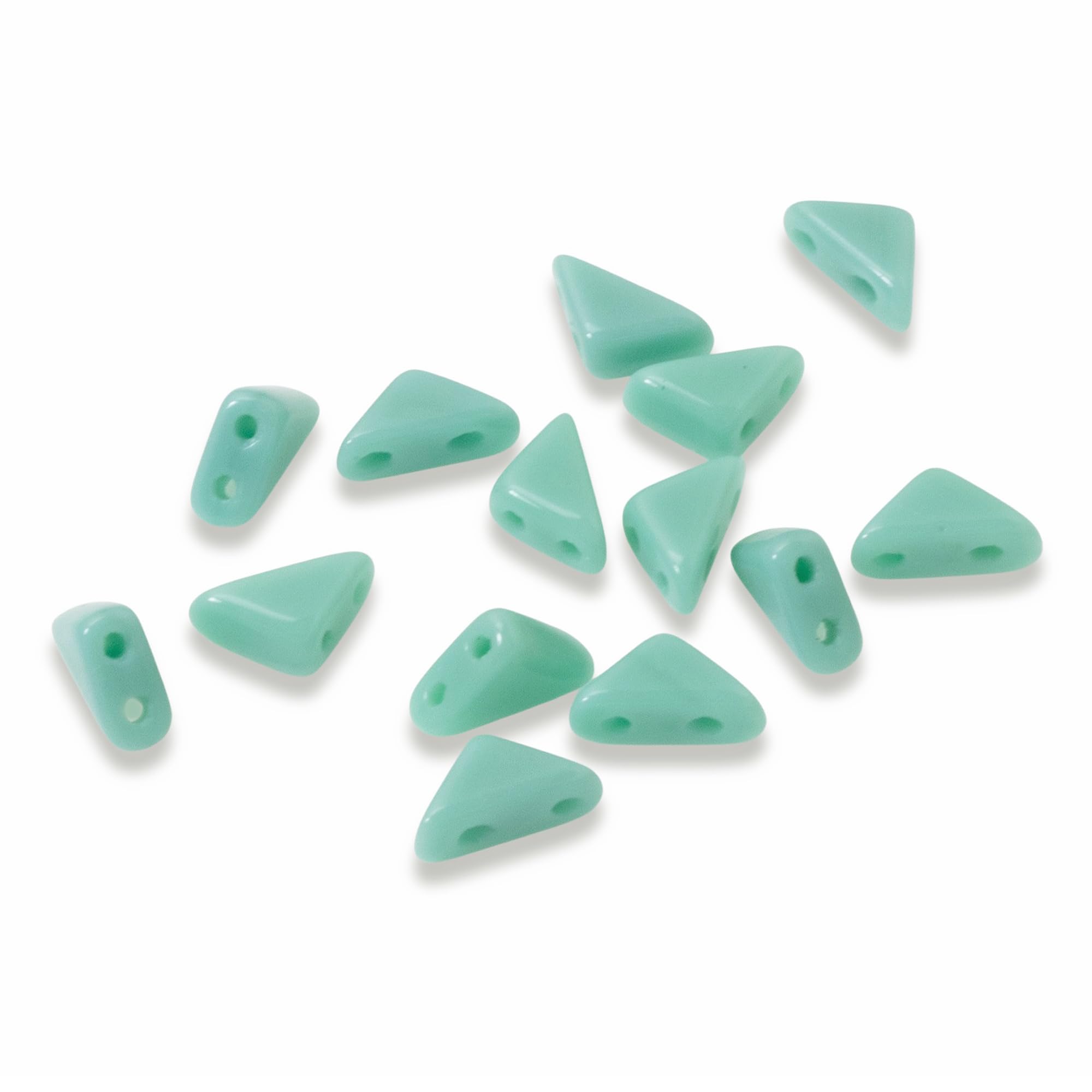 50 Turquoise Tango Triangle Beads, 6mm 2-Hole Czech Glass for Beadwork, Tiny Pressed Glass Beads for Bead Weaving, Patterned Bracelets