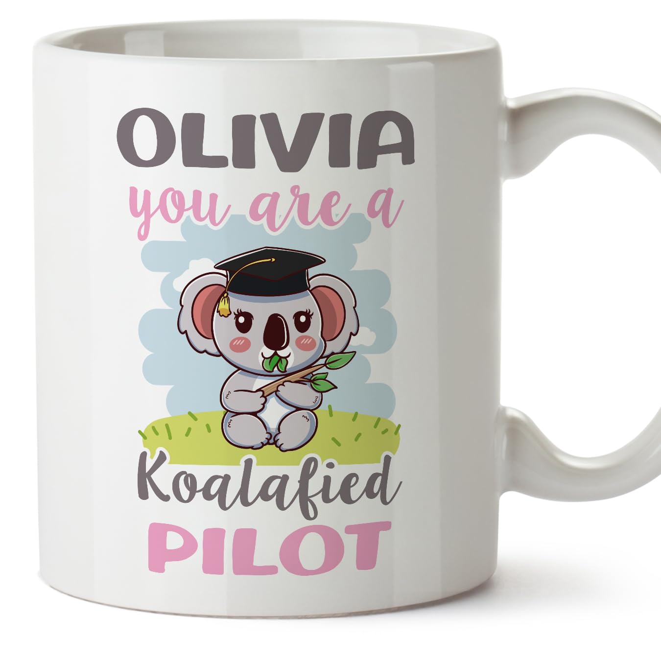 MUGFFINS Personalised Mug for Pilot Woman - in English - Custom Koalafied - Funny Custom Gift for Colleagues - Ceramic 11oz Mug — image 1