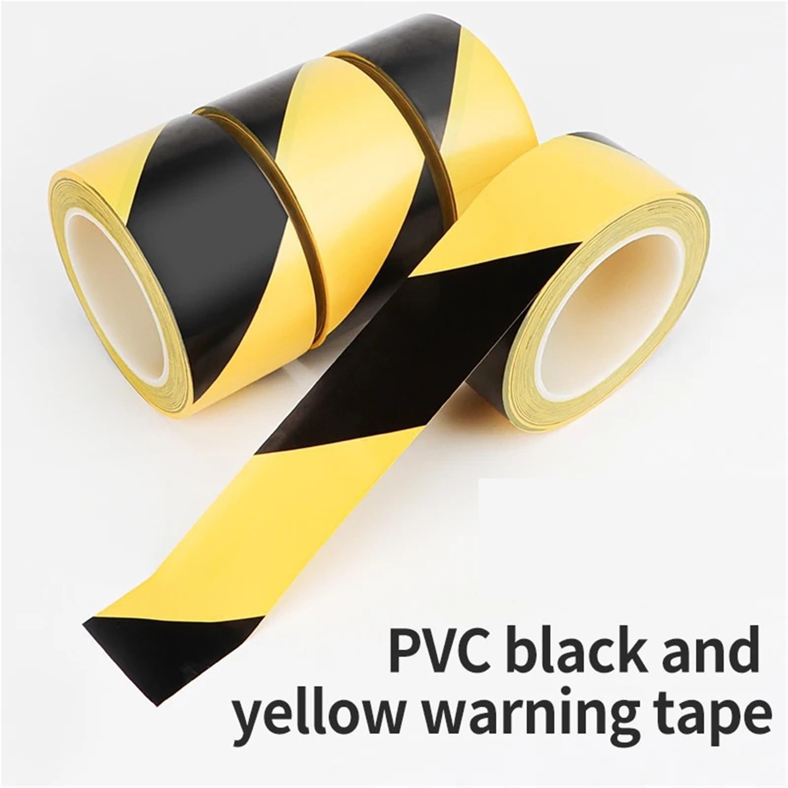 Cinta de advertencia, cinta de peligro negra y amarilla, 20-50 mm de ancho, cinta de barrera de seguridad de PVC de 33 m, paquete de 2 (50 mm), ideal para construcción, señalización de precaución y