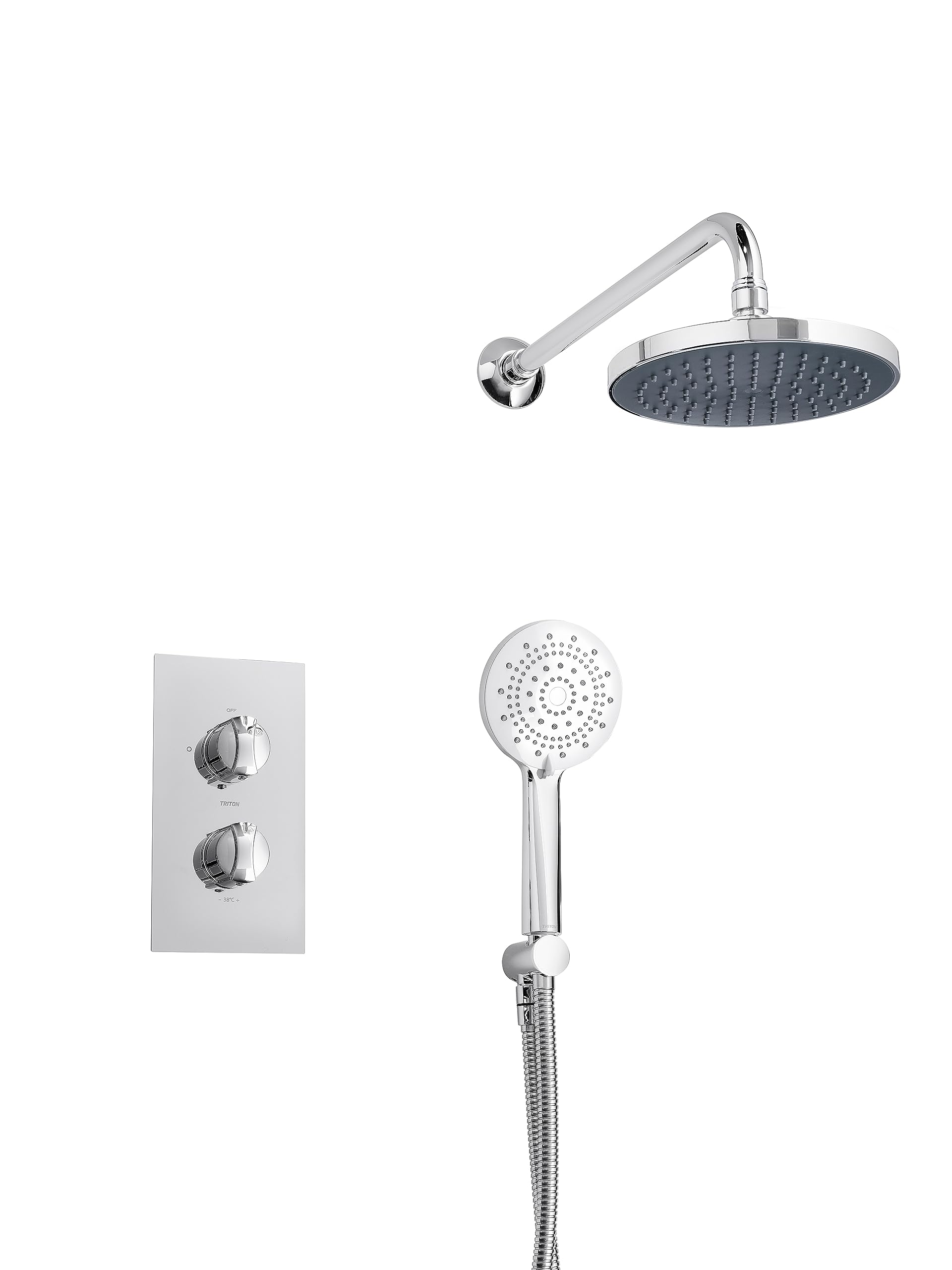 Triton Showers Chrome Revere Mixer Shower | | Rainfall Showerhead | Thermostatic Mixer Shower | Rear-Fed | Mixer Shower For Bathroom | Concealed Mixer | Home Improvement