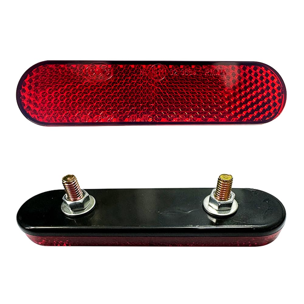 Kardne 2 Pcs Motorrad Fahrrad Reflektoren, Rückleuchte Beleuchtung Anhänger, Roter Rechteckiger Reflektor mit Schrauben, Hinten Reflektoren Rückstrahler Katzenauge für Scooter Roller (Rot 96x24mm)
