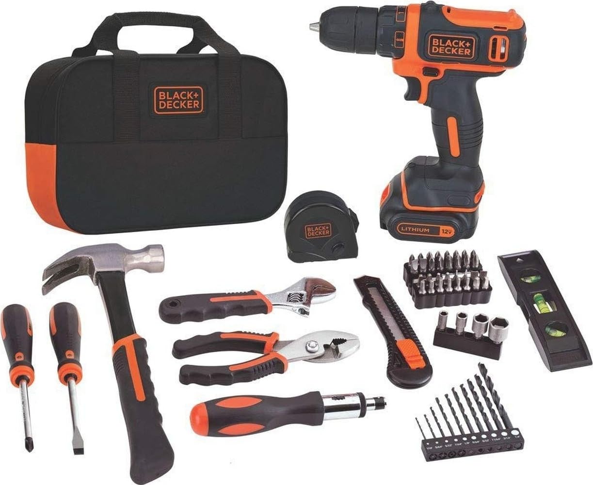 12V MAX Drill & Home Tool Kit, 60-Piece (BDCDD12PK)