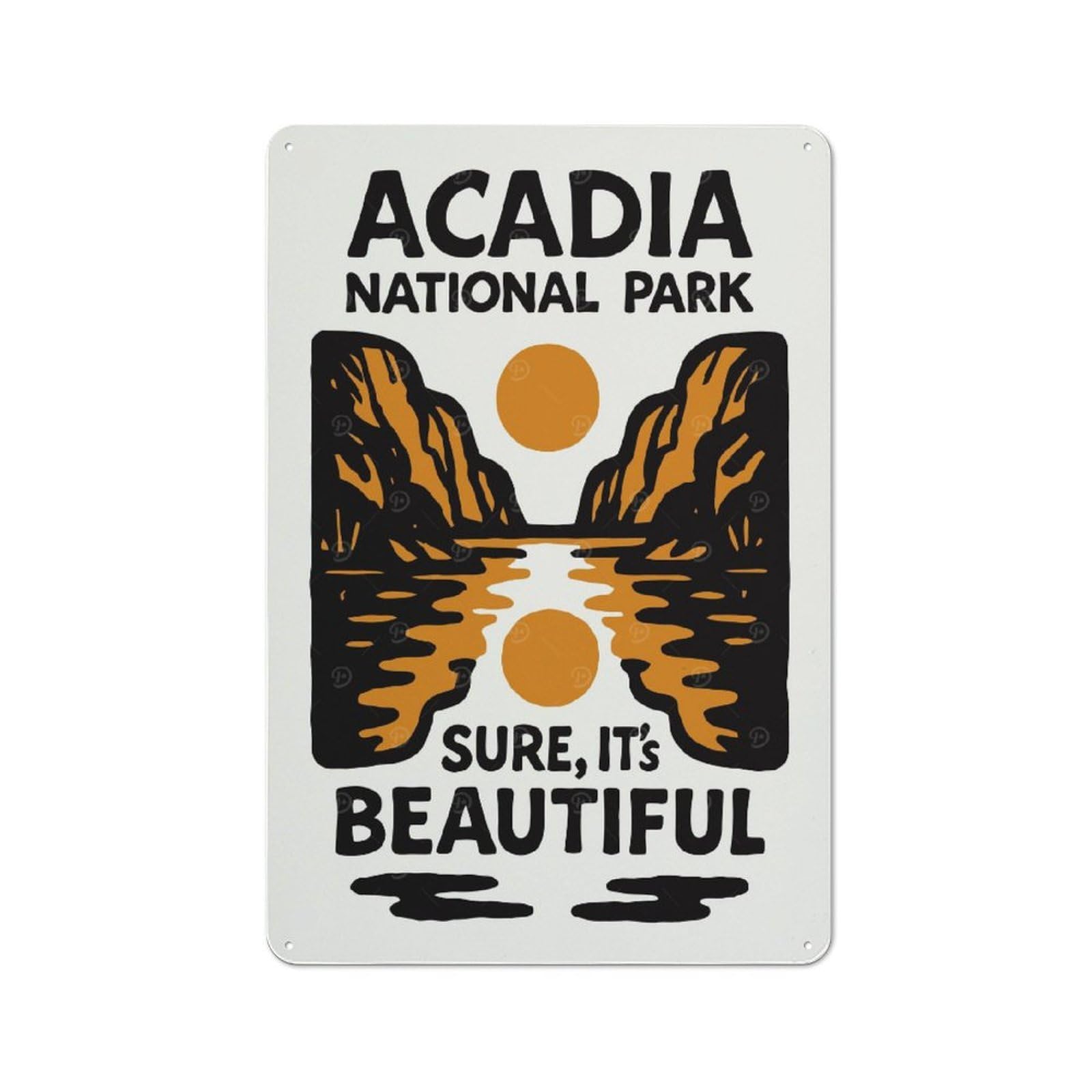 Junmoney Style-7 Tin Wall Plaque 30X20cm With Acadia National Park Graphic Design For Home Office Or Studio, For Garage, Workshop And Man Cave Decoration