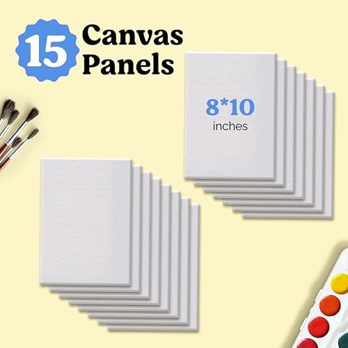 Chalkola Paneles de lienzo de pintura de 5 x 7 pulgadas (paquete de 15) para pintura acrílica y arte al óleo, tableros imprimados 100% algodón, sin