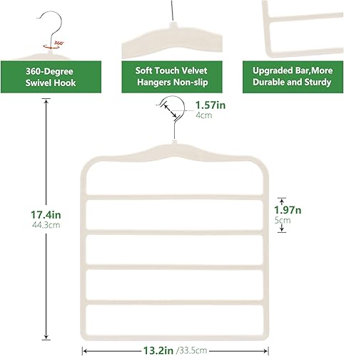 Miniatura 4 de Organizadores y almacenamiento de armario, perchas mágicas para pantalones que ahorran espacio, perchas de terciopelo para organización y