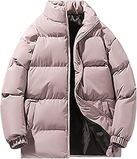 Chaqueta de algodón para hombre de plumón y color liso con cuello alto suelto y versátil, chaqueta de invierno que realza la figura para hombre