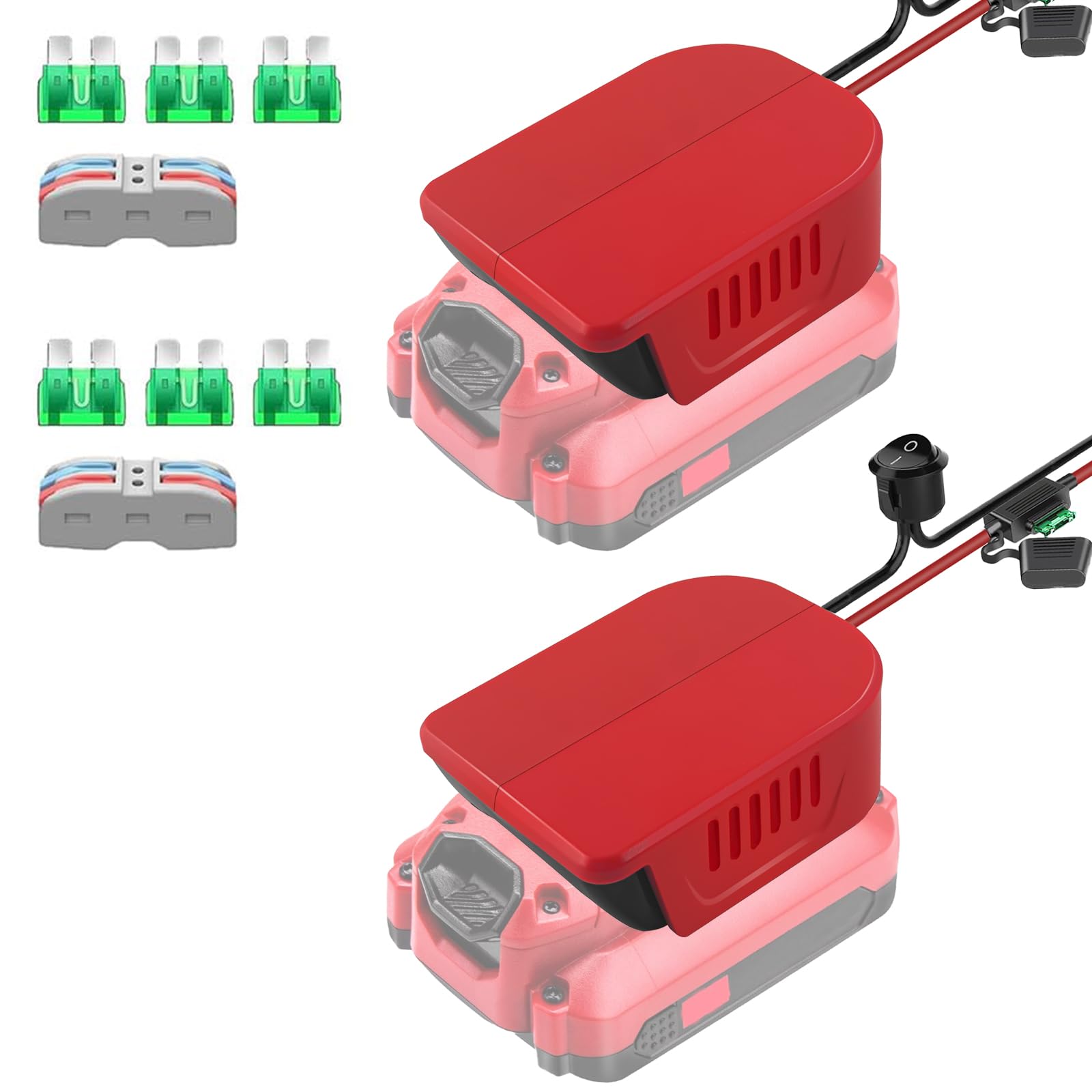 - 2 Packs Power Wheel Adapter for Craftsman 20V Battery Adapter Power Wheels Battery Converter Kit with Fuses & Wire Terminals, 14AWG Wire, Power Connector for DIY Rc Car Toys, Robotics and Rc Truck