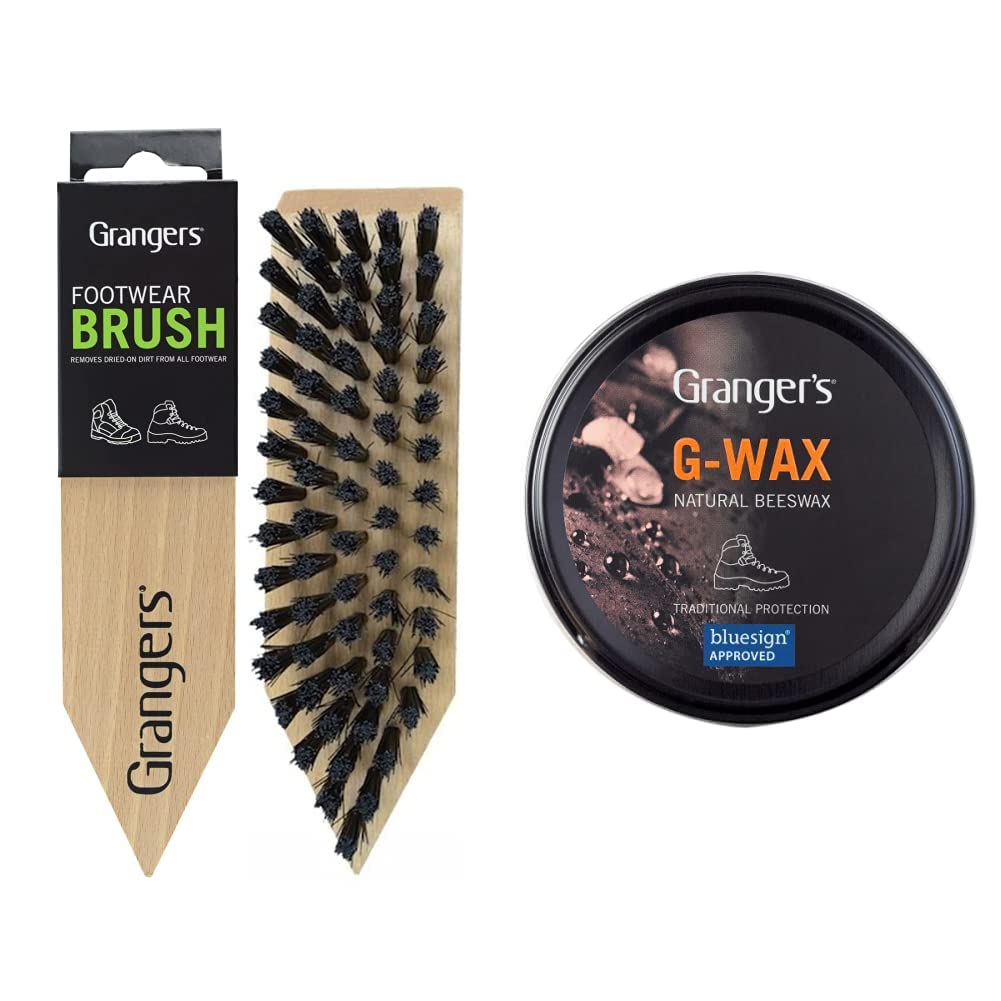 Grangers Footwear Brush | Wooden, Stiff Bristle Brush for Cleaning Walking Boots & G-Wax | 80g | Traditional Wax Nourishes and Waterproofs Leather Walking Boots and Outdoor Footwear