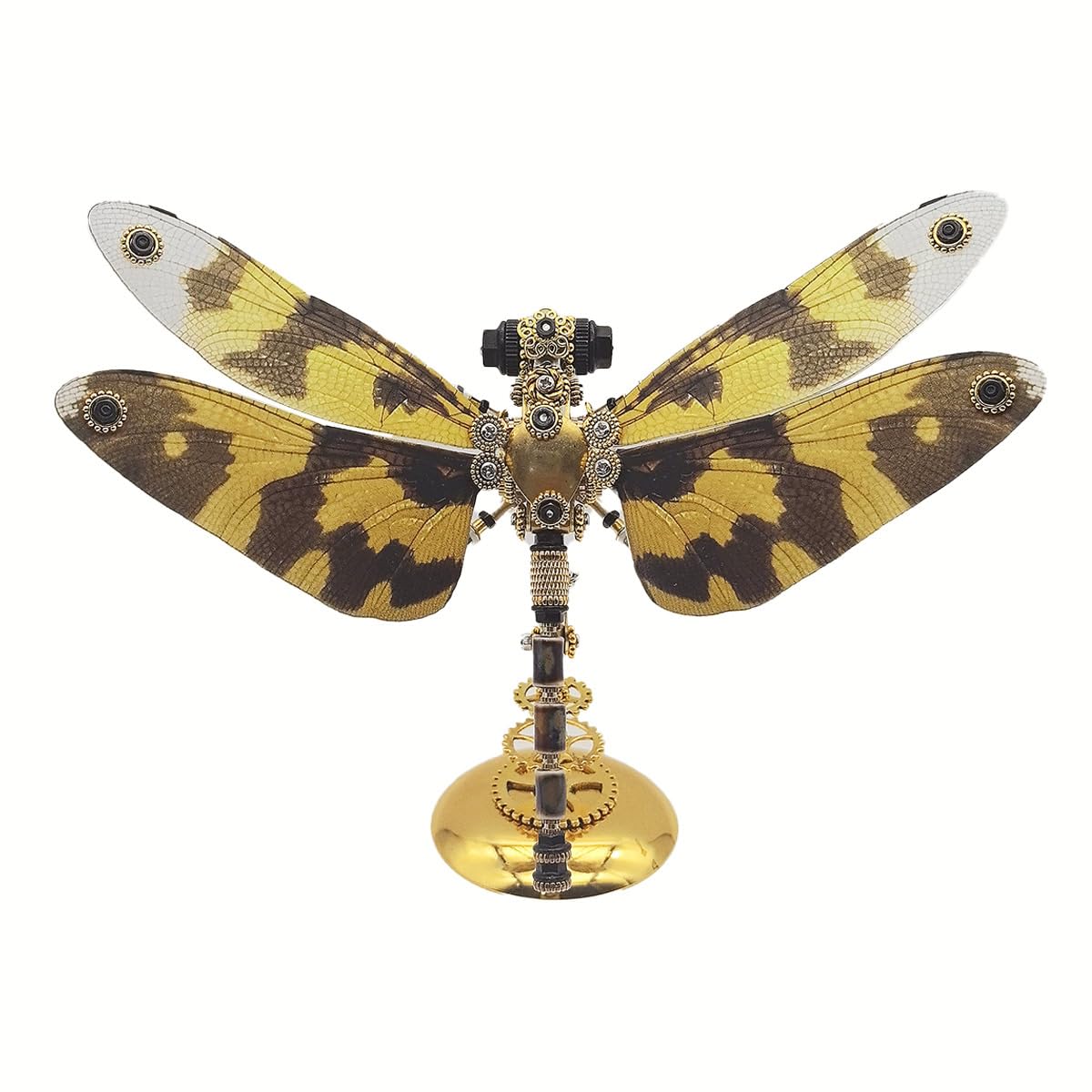 Rompecabezas de metal 3D, juego de construcción de insectos steampunk, capa iridiscente, libélula con base magnética (más de 200 piezas)