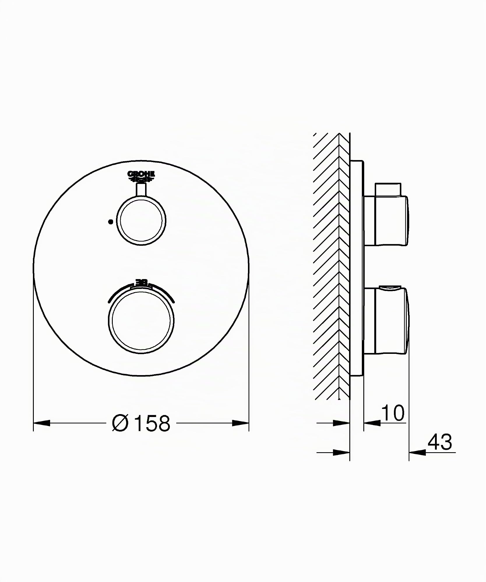 Grohe 24075000 Termostato de ducha monomando, cromado, 24075000