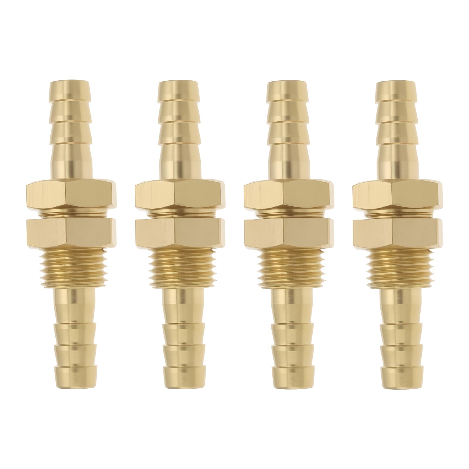 YINETTECH 4X 6MM Brass Bulkhead Dual Fitting Barb Pipe Hose Tube Connector Adapter for Fuel Water Air Boat Plumbing