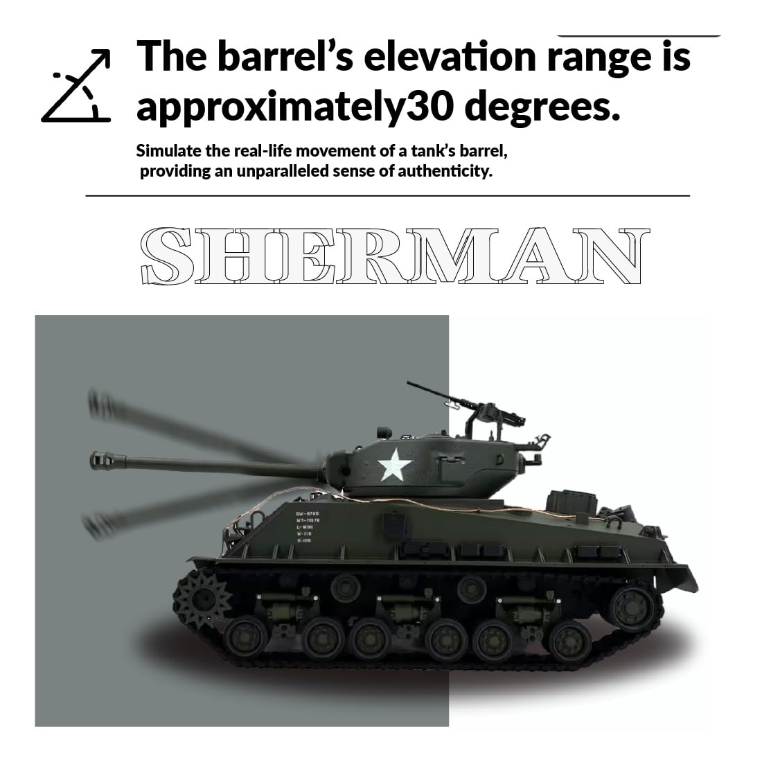 Czołg RC, 1:16 M4A3 Sherman VVSS wczesny zdalnie sterowany czołg z metalowymi gąsienicami, wieżą 360°, dymem, dźwiękiem i systemem bitwy na podczerwień, wojskowy pojazd RC 2,4 GHz dla