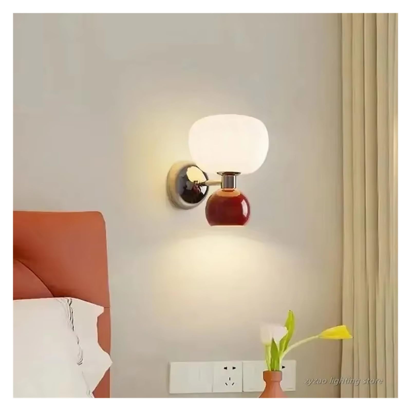 IvyLoutish Modern LED Wall Lamps Cream Breeze Pumpkin Sconces Bulb for Study Living Room,Modern