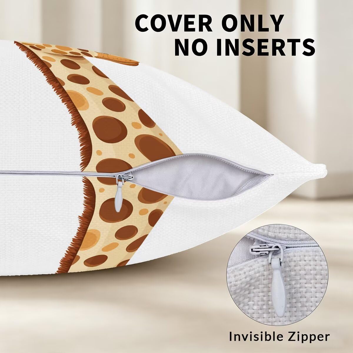 Federe Cuscino Divano 60x60, Bianco Cuscini per Divano da Esterno Set da 4, Lino Copricuscini Divanos Impermeabile, Copri Cuscini Giraffa Motivo Fronte Retro Stampato per Giardino, Sofá, Balcón, F-85