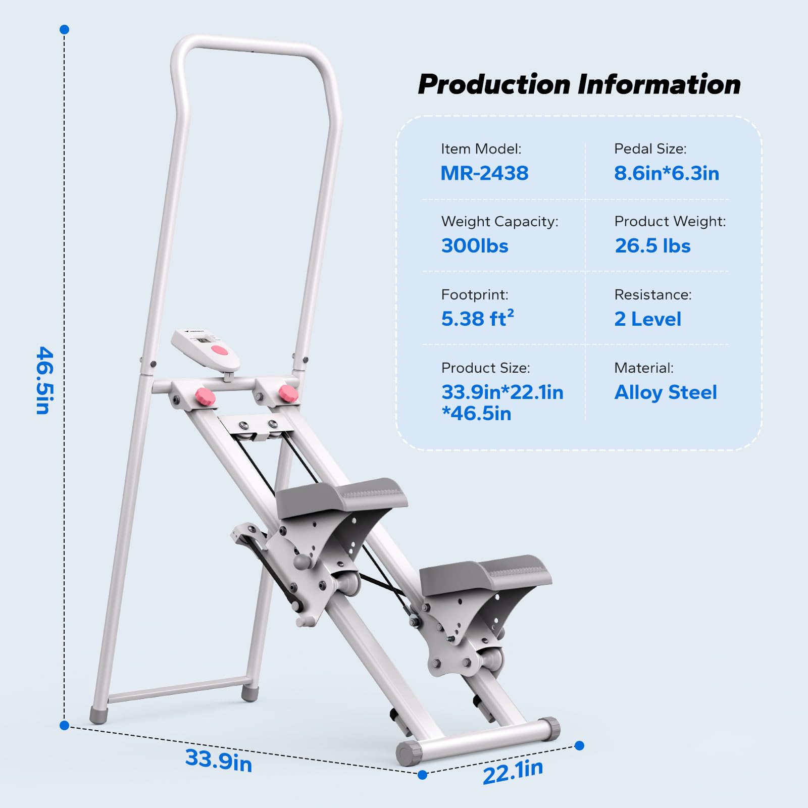 MERACH Stair Stepper for Home Gym Exercise, New Version Stairmaster for Full-Body Workout, Compact Folding Stair Climber with Extended Step Range, Adjustable Handlebar/Pedal