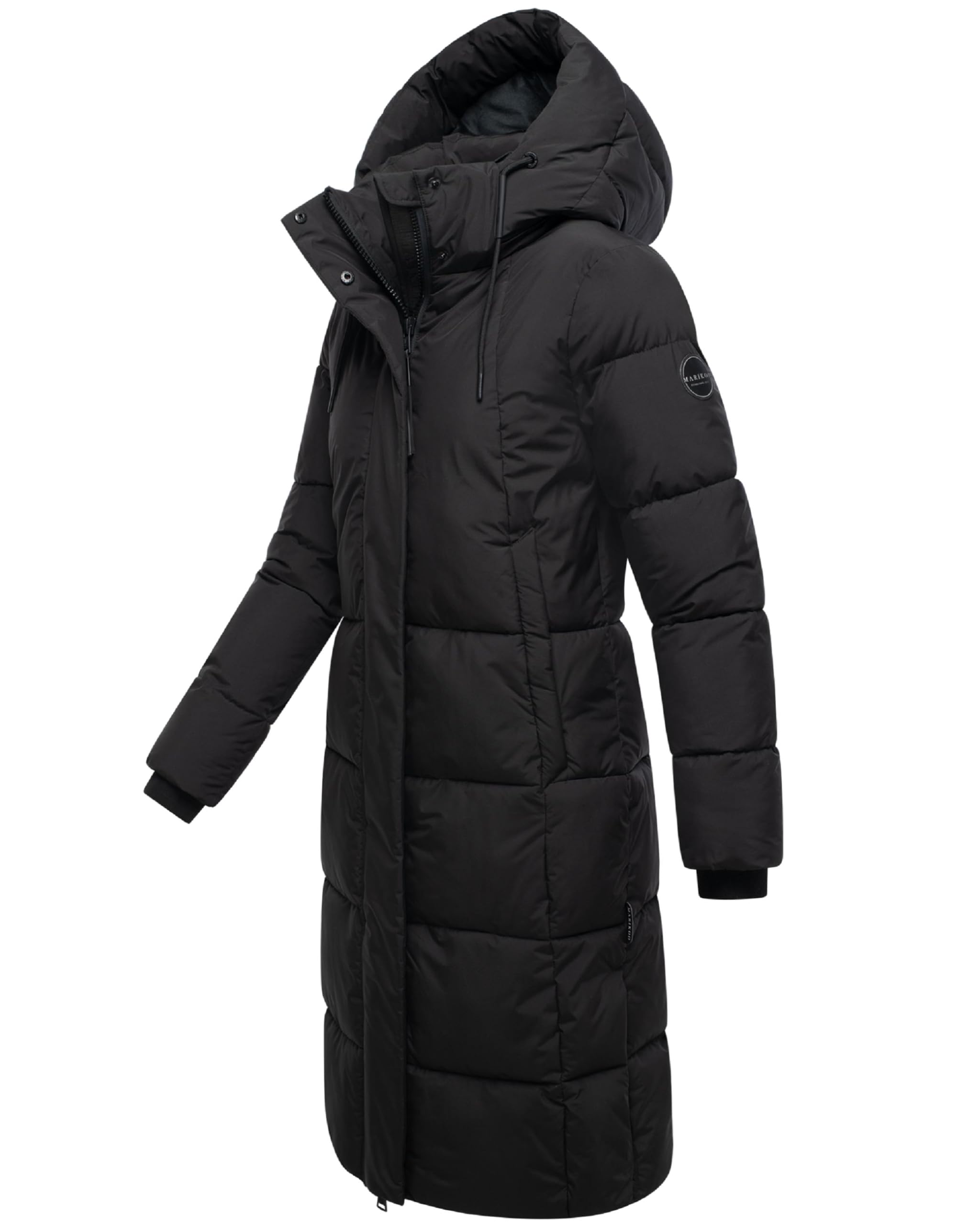 MARIKOO Damen Langer Wintermantel warmer Steppmantel mit abnehmbarer Kapuze und magnetischen Details Chumanii XVI XS-6XL