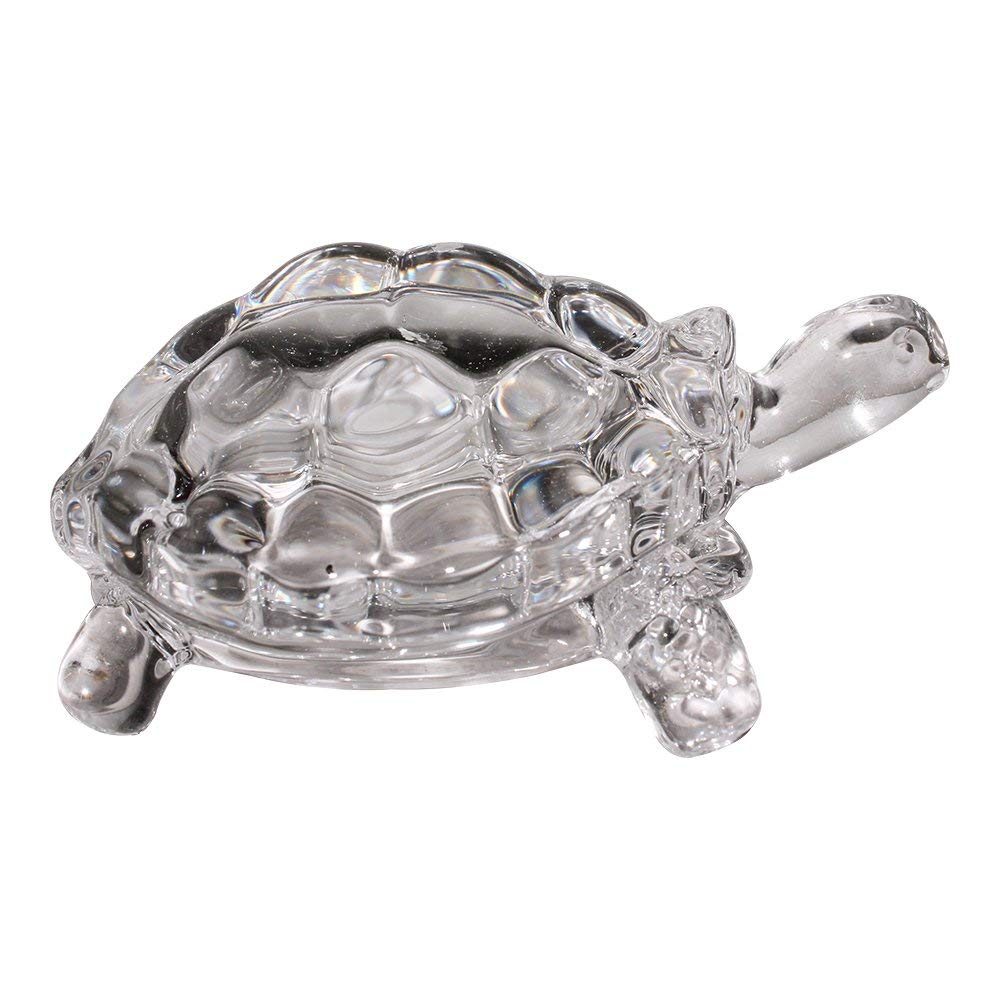 Crystal Finish Wealth Sign Tortoise Statue Vastu Decorative Turtle Figurine for Home Interior, Item Feng Shui Table Decoration Idol