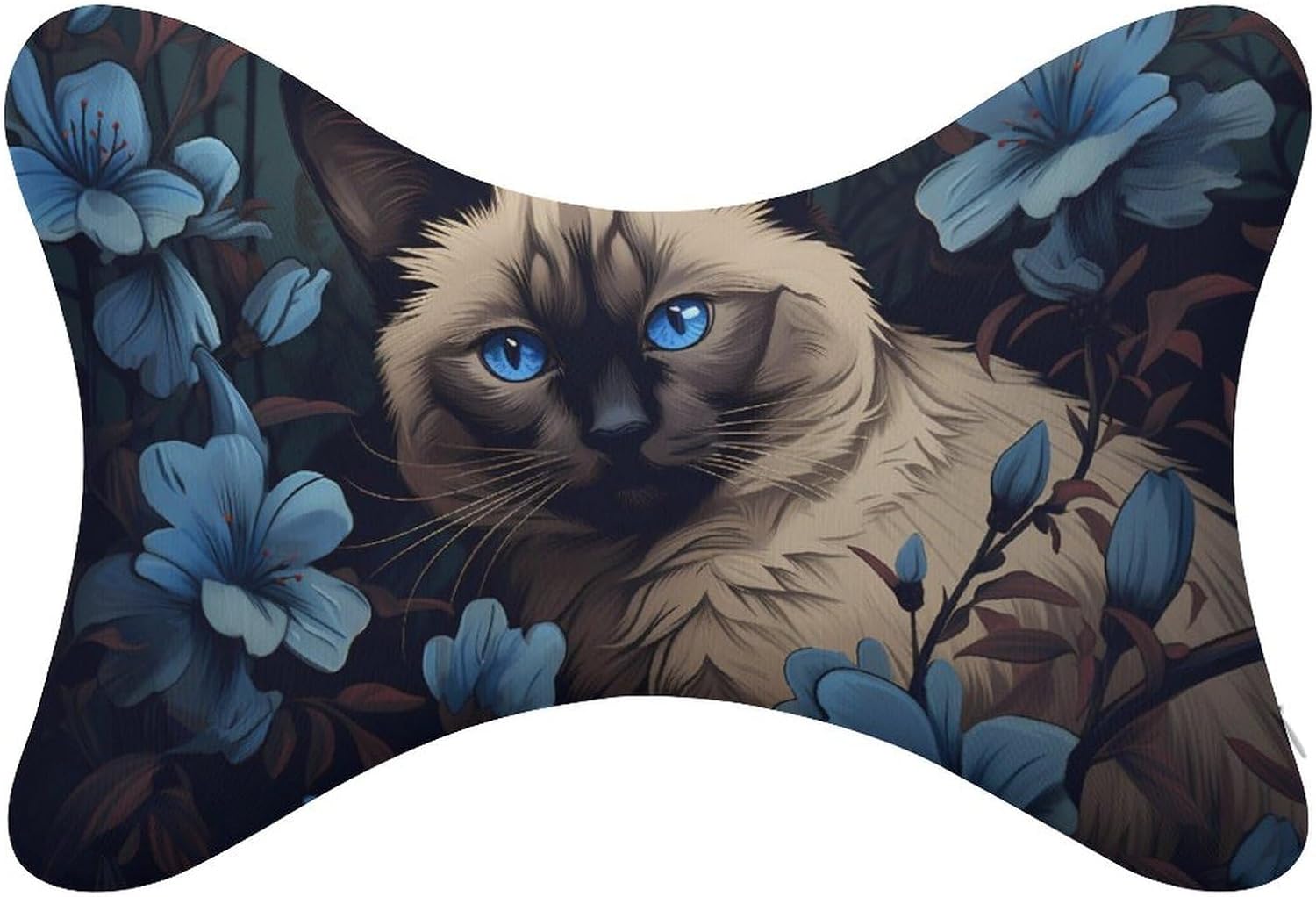 Siamese Cat Floral Flower 2 Pack Car Neck Pillow Car Headrest Soft Car Pillow for Most Cars