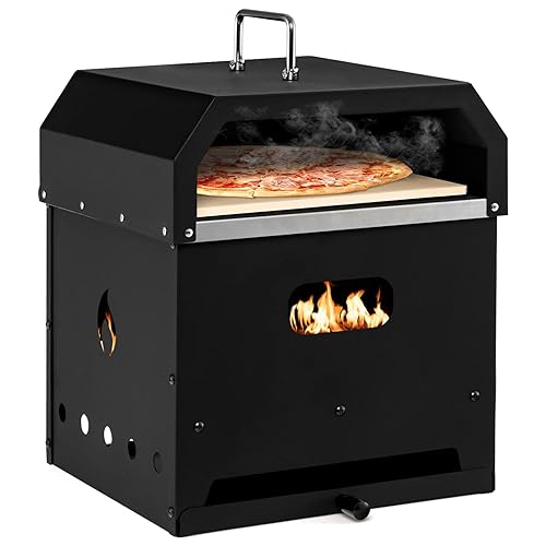 COSTWAY Horno de pizza al aire libre, horno de pizza desmontable 4 en 1 con piedra para pizza, parrilla de cocina, pala para pizza, mango