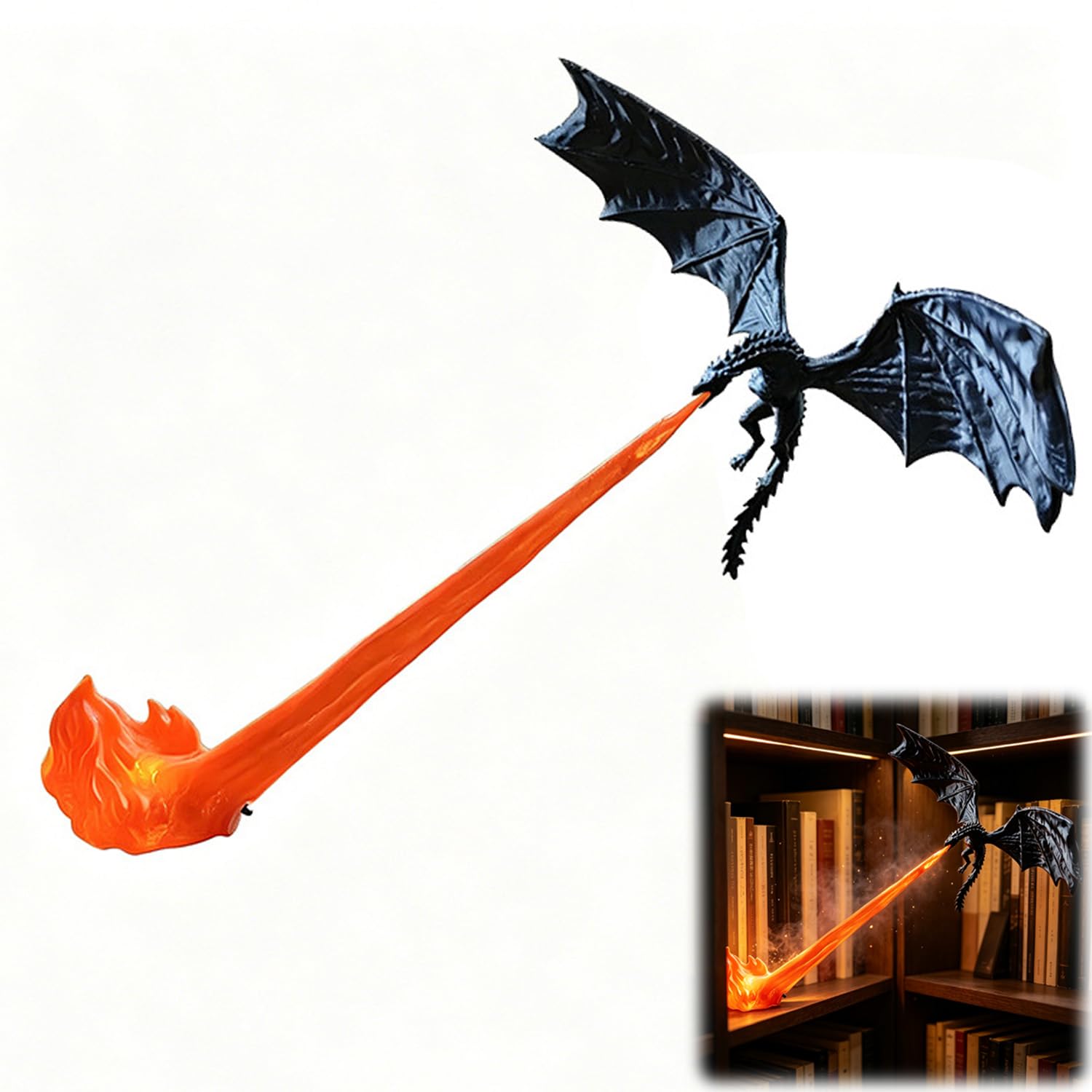 Nuyiac Dragon Bookshelf Nook Light, 3D Printed Dragon Book Shelf Light，A1：S