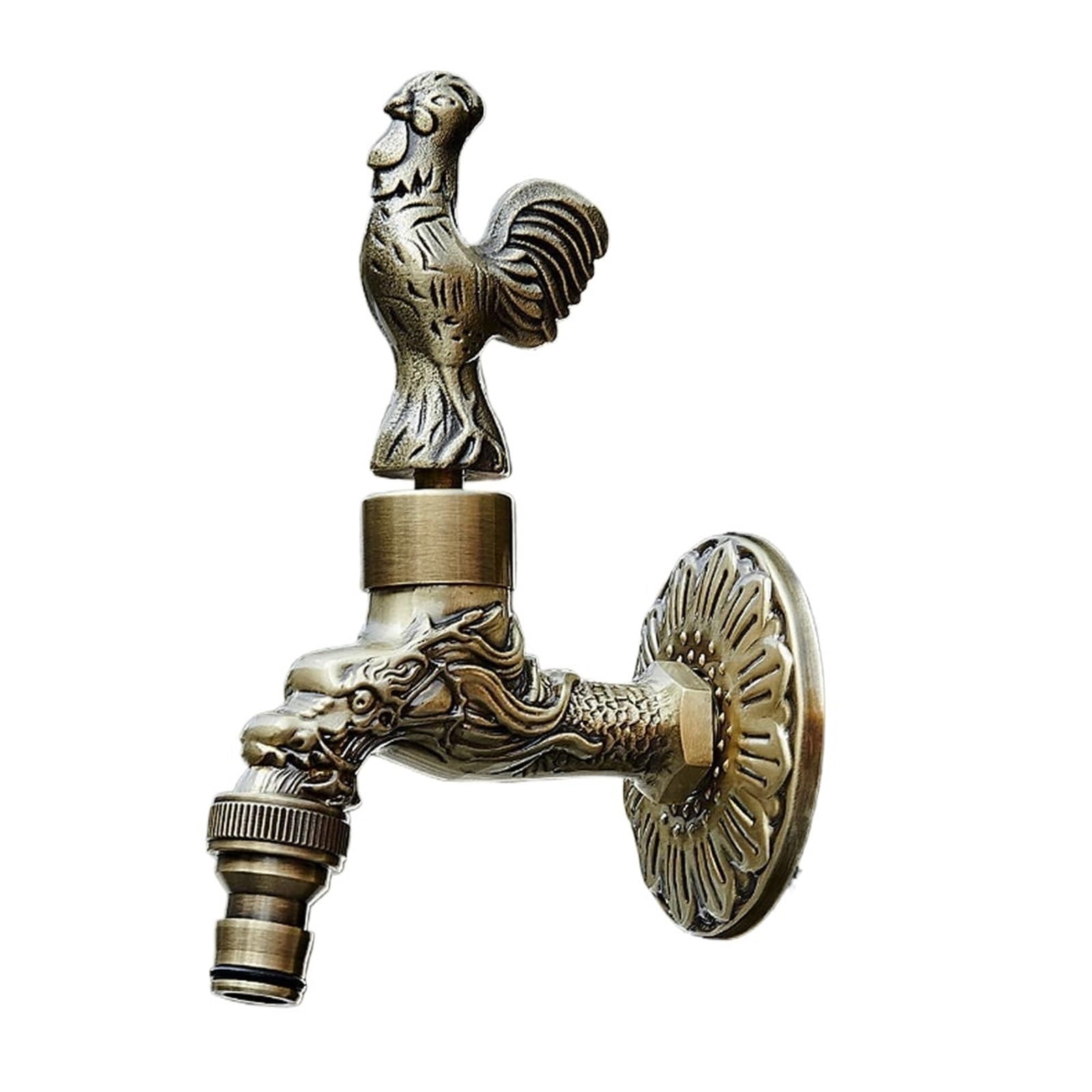 Outside Tap Carved Bibcock Brass Faucet Copper Outdoor Garden Taps for Washing Machine Luxury Toilet Mop(Model 4)