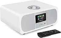 LEMEGA Sistema de música M3P 2.1 com rádio pela Internet, rádio FM, Spotify Connect, alto-falante Bluetooth, caixa de madeira, 40 predefinições, relógio de alarme duplo, controle remoto e aplicativo