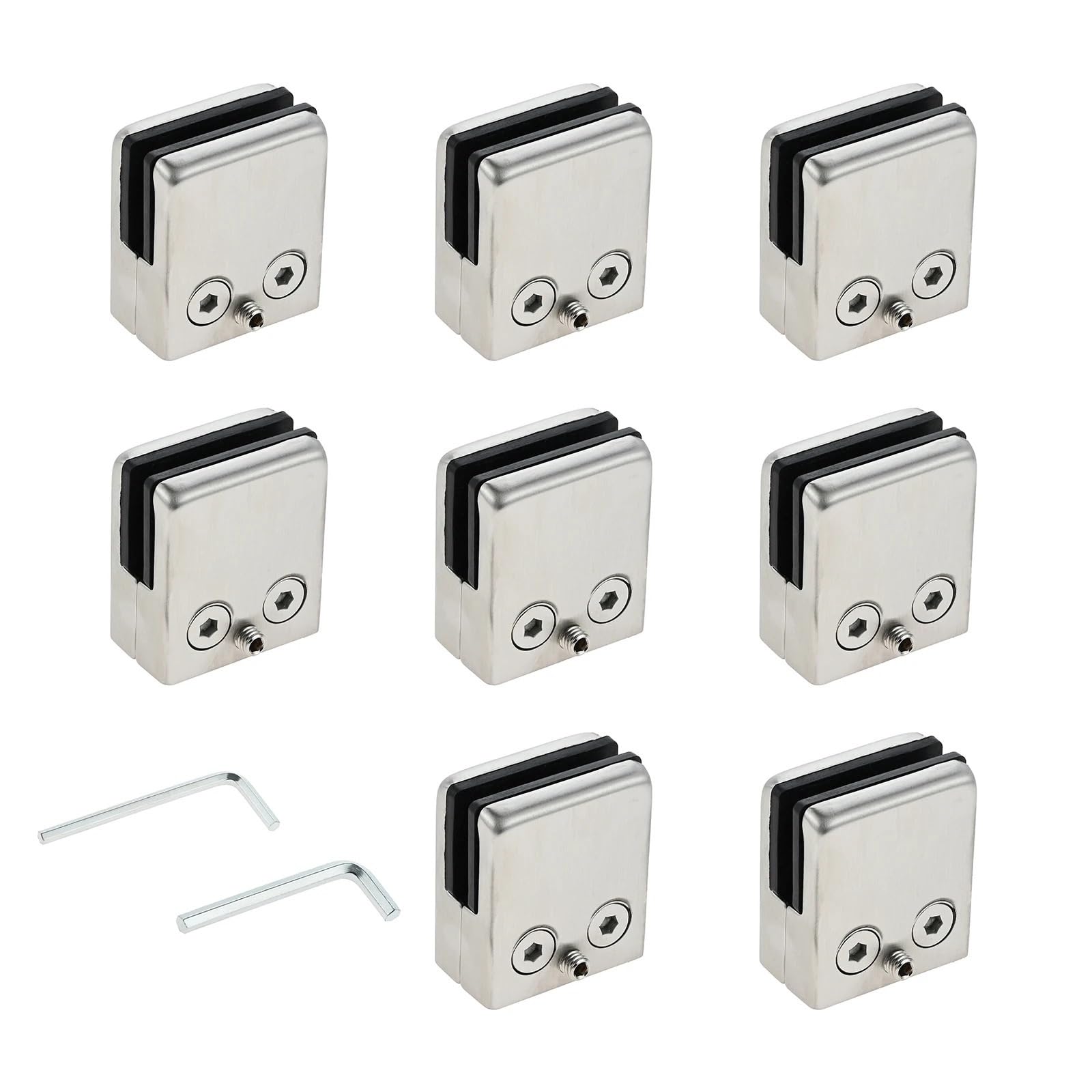 Wylqen One Color Glass Clamp 4Pcs Square Glass Clips Clamps Bracket Clip Holder Stainless Steel Handrail Balustrade 8-10Mm/10-12Mm Thickness For Bathroom Cabinet Wine Rack