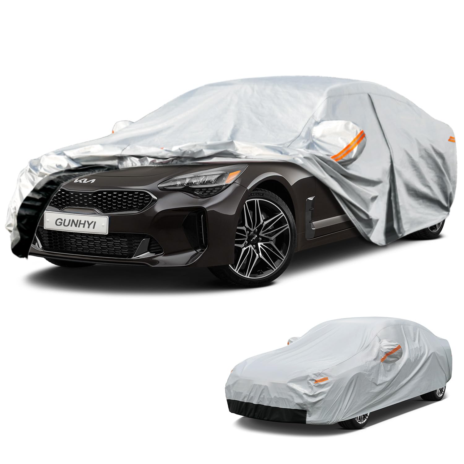 GUNHYI 6 Layers Car Cover Custom Fit Kia Stinger (2017-2026) Waterproof All Weather, Heavy Duty Outdoor Snow Sun Rain Uv Protection (Ships from US Warehouse, Delivery 3-8 Days)