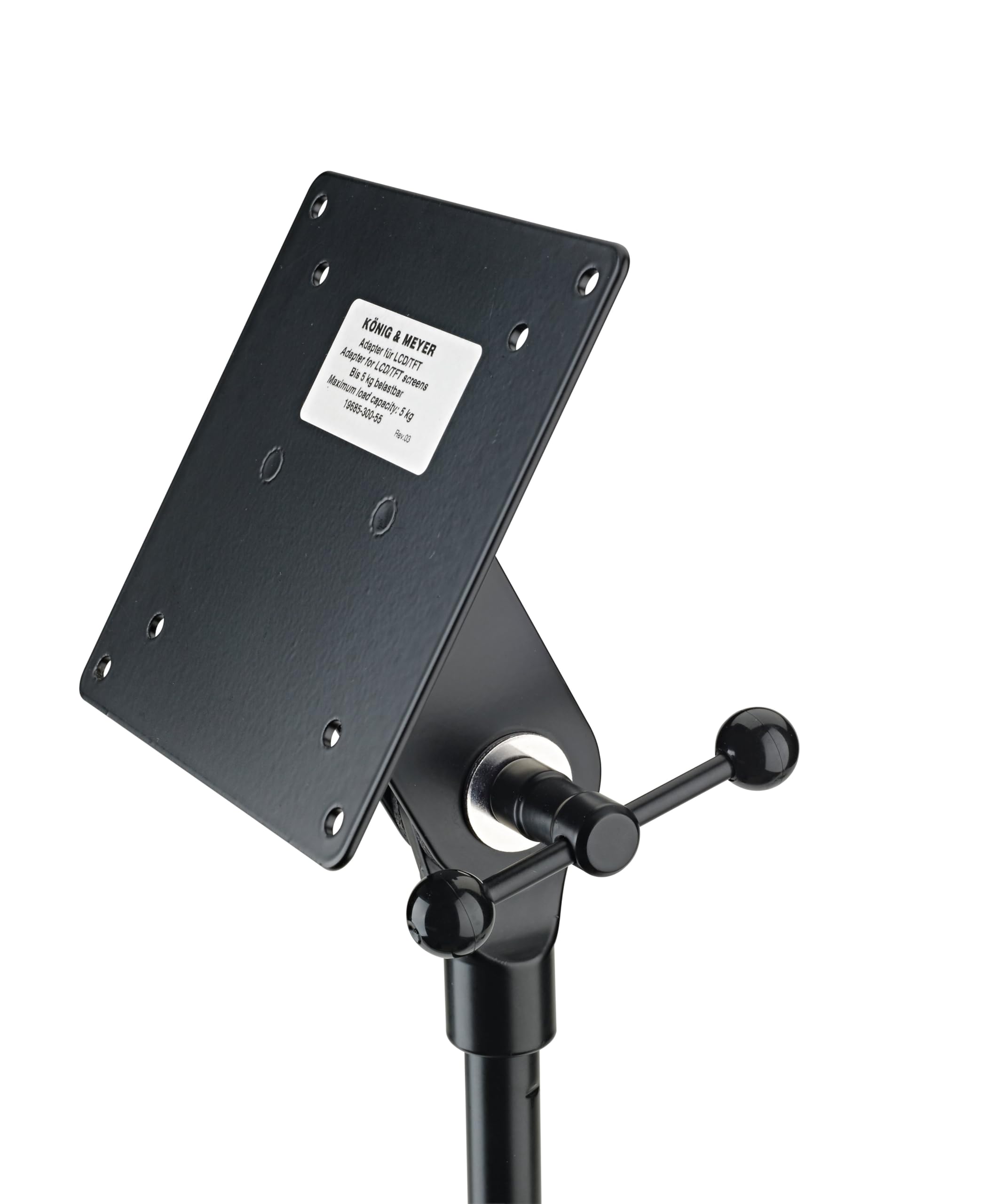 K&M 19685 Adapter für Bildschirme, Schwarz - Zur Montage von kleinen LCD/LED-Bildschirmen an Mikrofonstativen