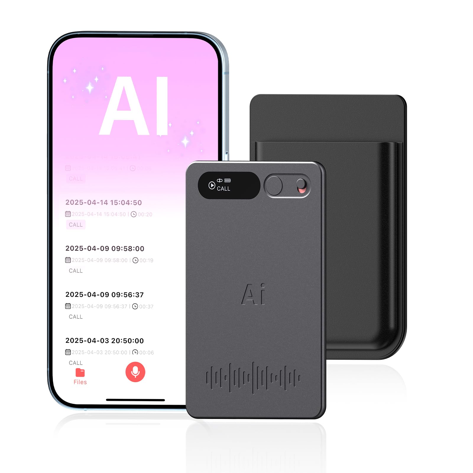 Gonikli AI Voice Recorder with App Control, Transcription & AI Summariser for Meetings Lectures Classes, 64GB Smart Digital Voice Recorder with 100+ Languages, Call Recording, Magnetic Leather Case