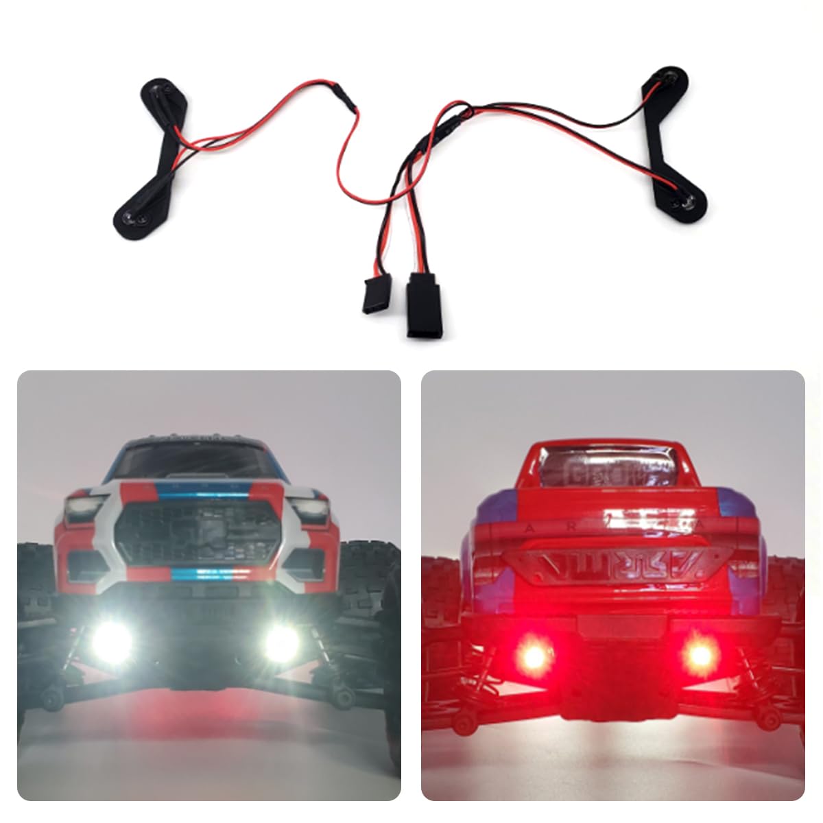 XinGeeek RC Headlight Taillights Kits Front & Rear Lights for ARRMA 1/18 Granite Grom Upgrades Parts