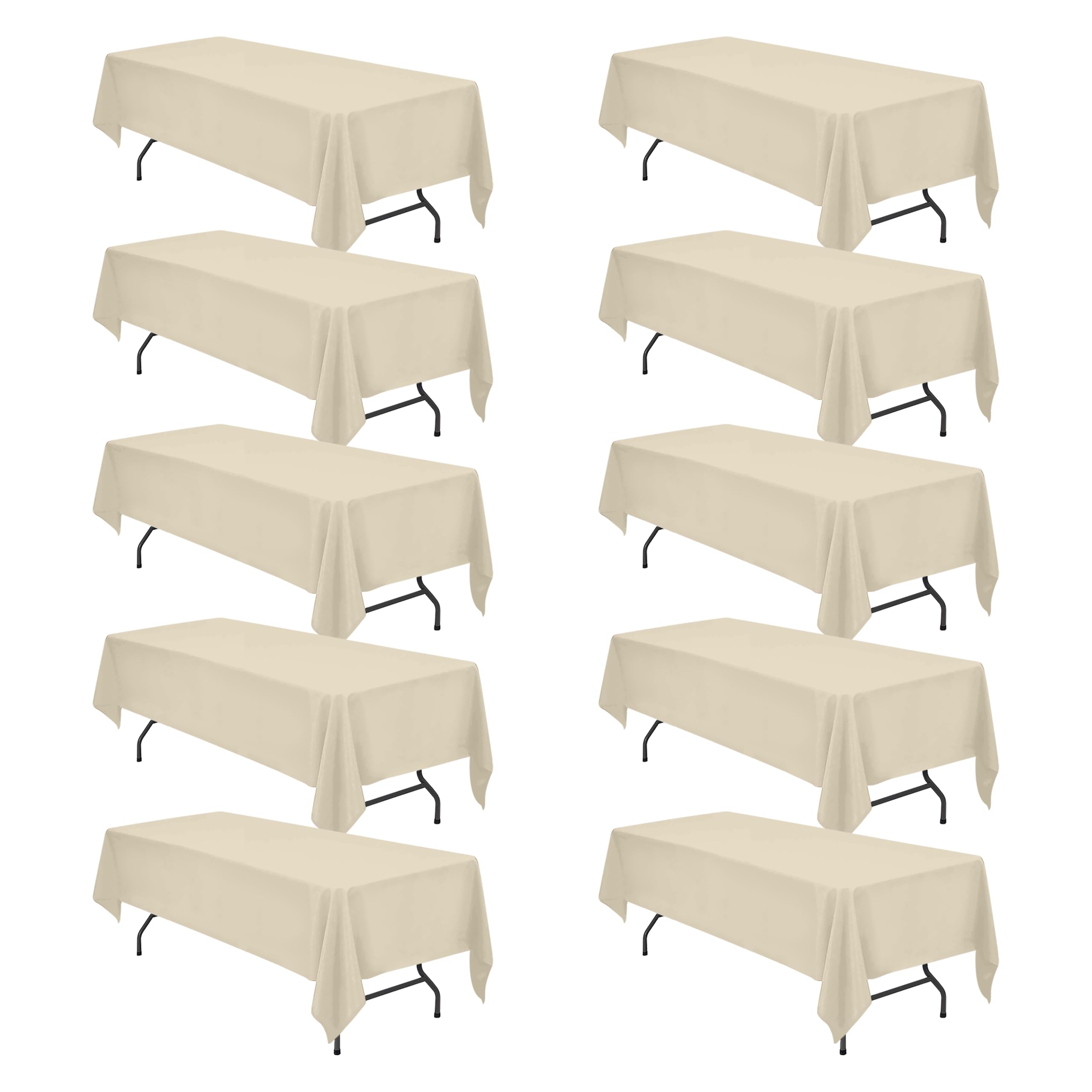 BRILLMAX 10 Pack Beige Tablecloths 60x126 Inch for 8ft Rectangle Tables
