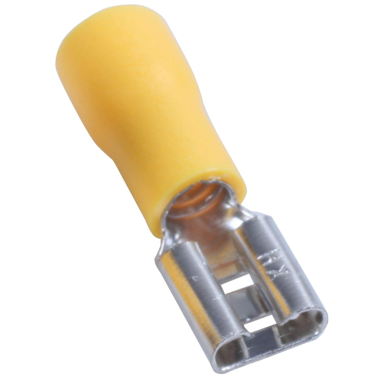 Lizusidtsy 100Pcs 24A Insulated 12-10AWG Female Spade Terminal Crimp Wire Connectors Yellow